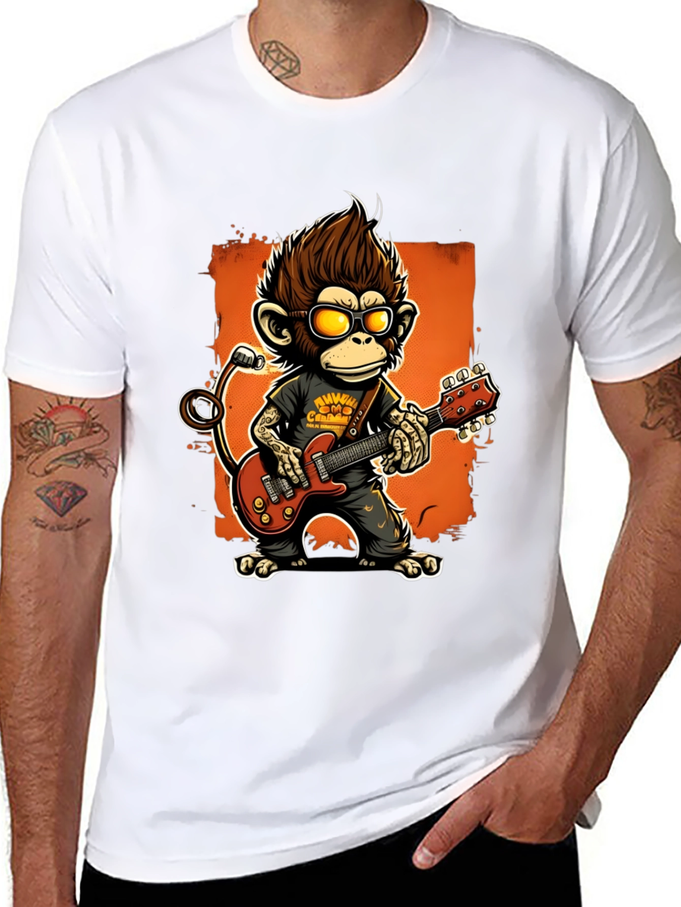 Rockin Monkey Guitarist Graphic Tee