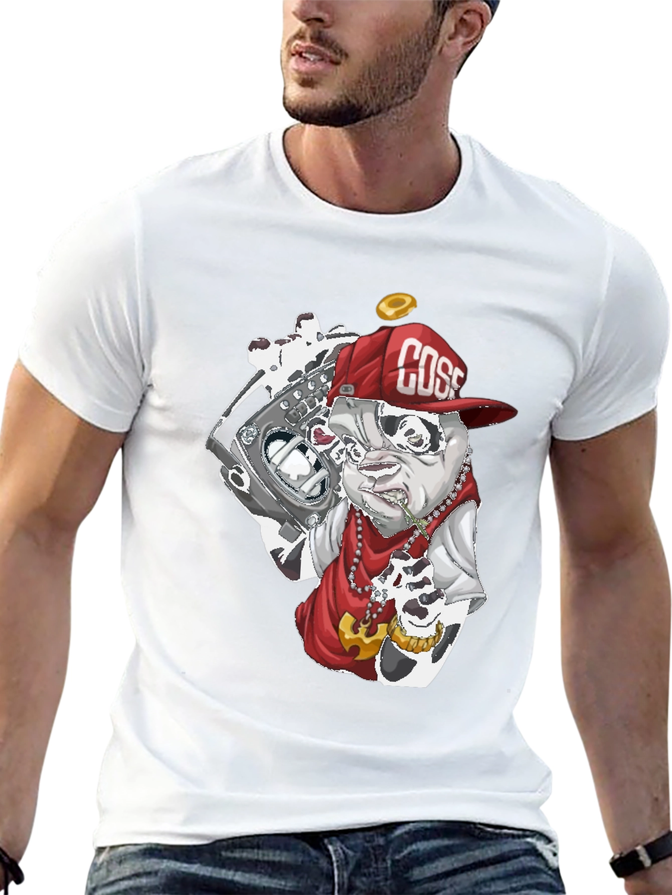 Cool Bulldog Graphic Tee - Black Cotton Blend