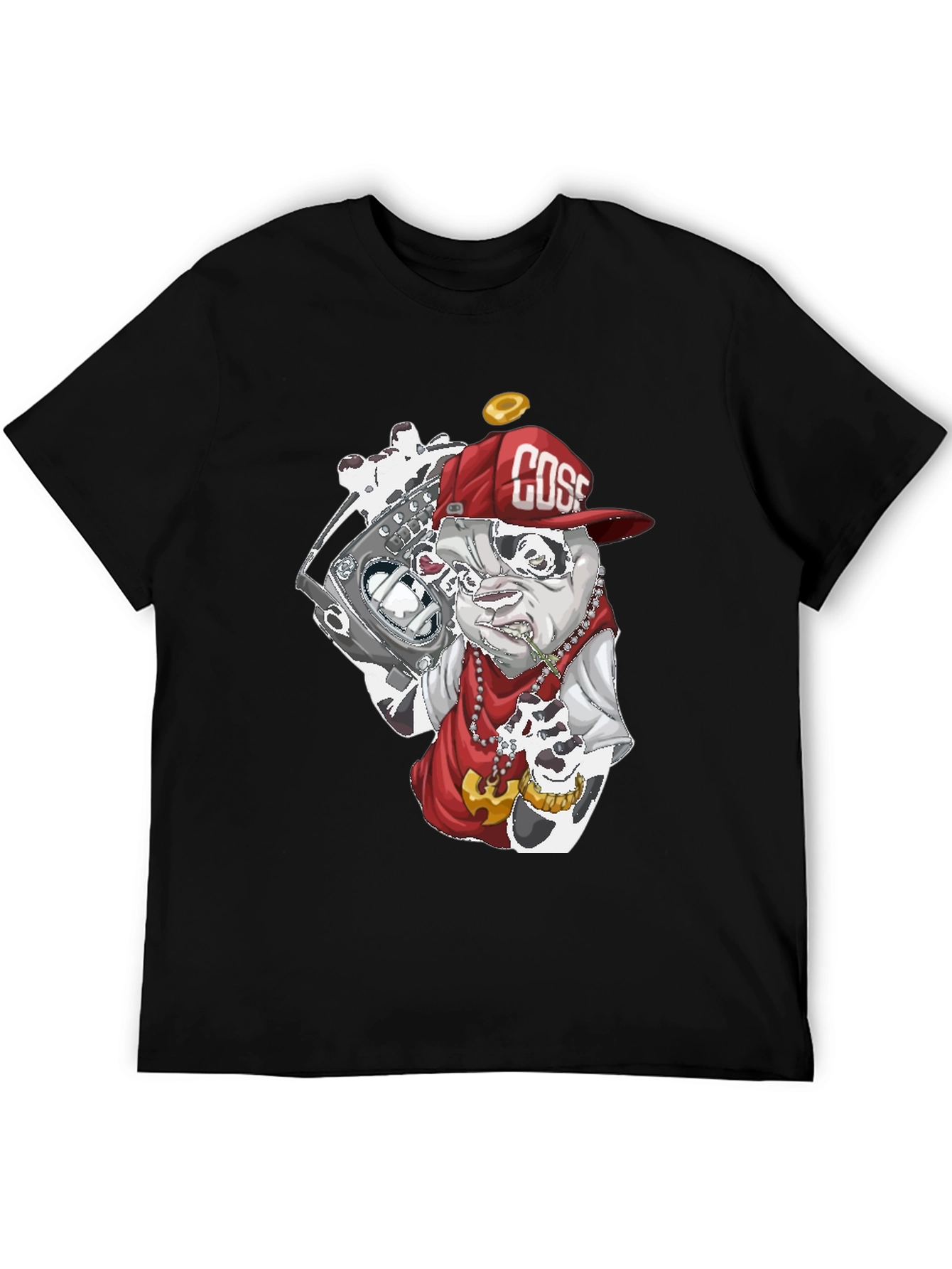 Cool Bulldog Graphic Tee - Black Cotton Blend