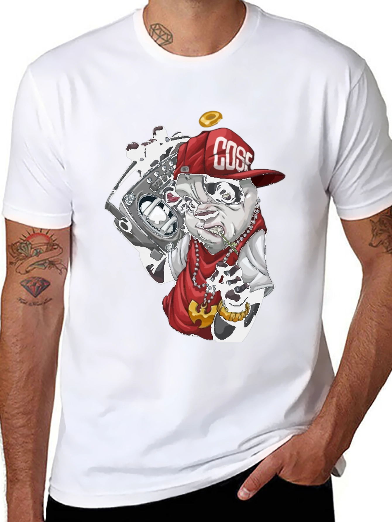 Cool Bulldog Graphic Tee - Black Cotton Blend