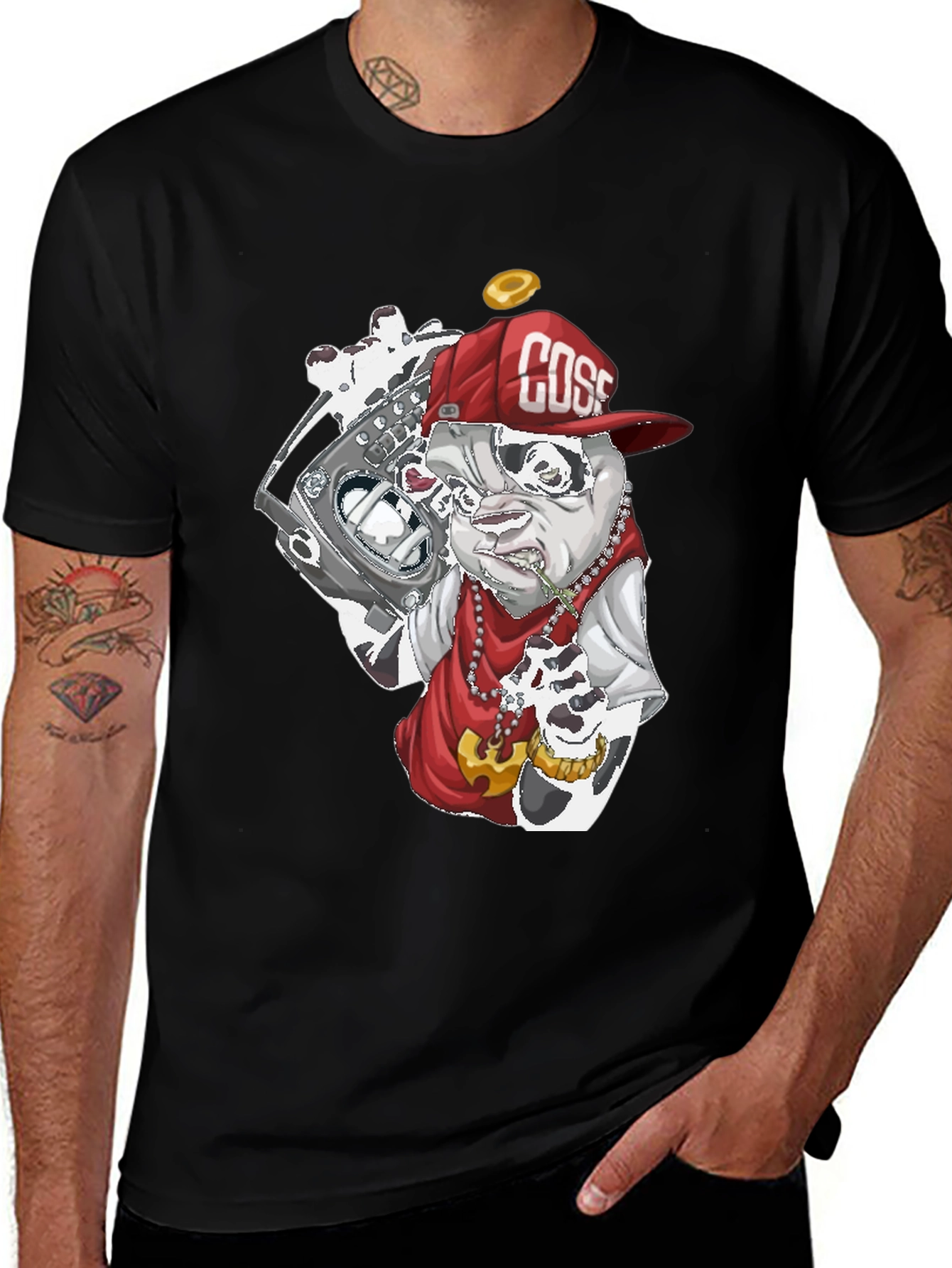 Cool Bulldog Graphic Tee - Black Cotton Blend