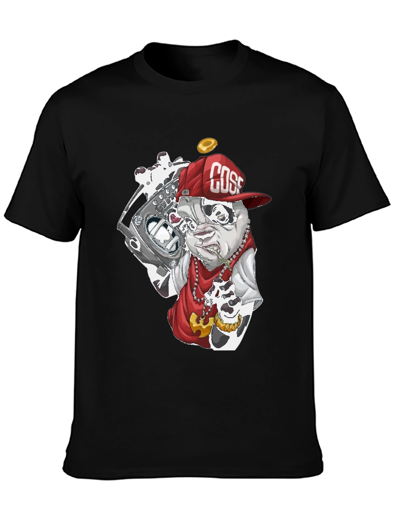 Cool Bulldog Graphic Tee - Black Cotton Blend