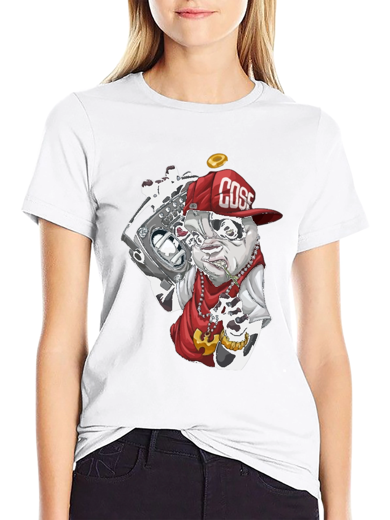 Cool Bulldog Graphic Tee - Black Cotton Blend