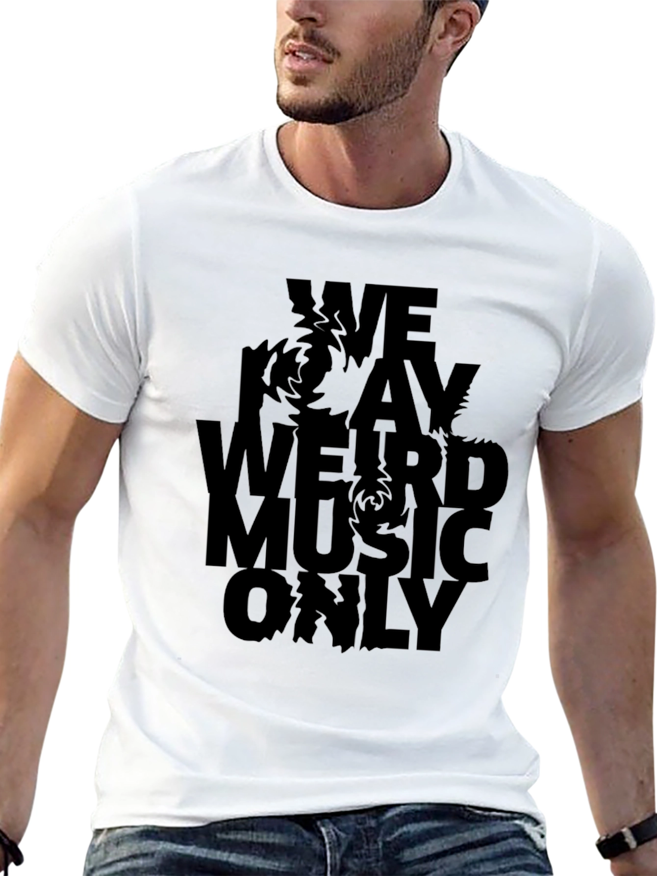 We Play Weird Music Only Black Graphic Tee