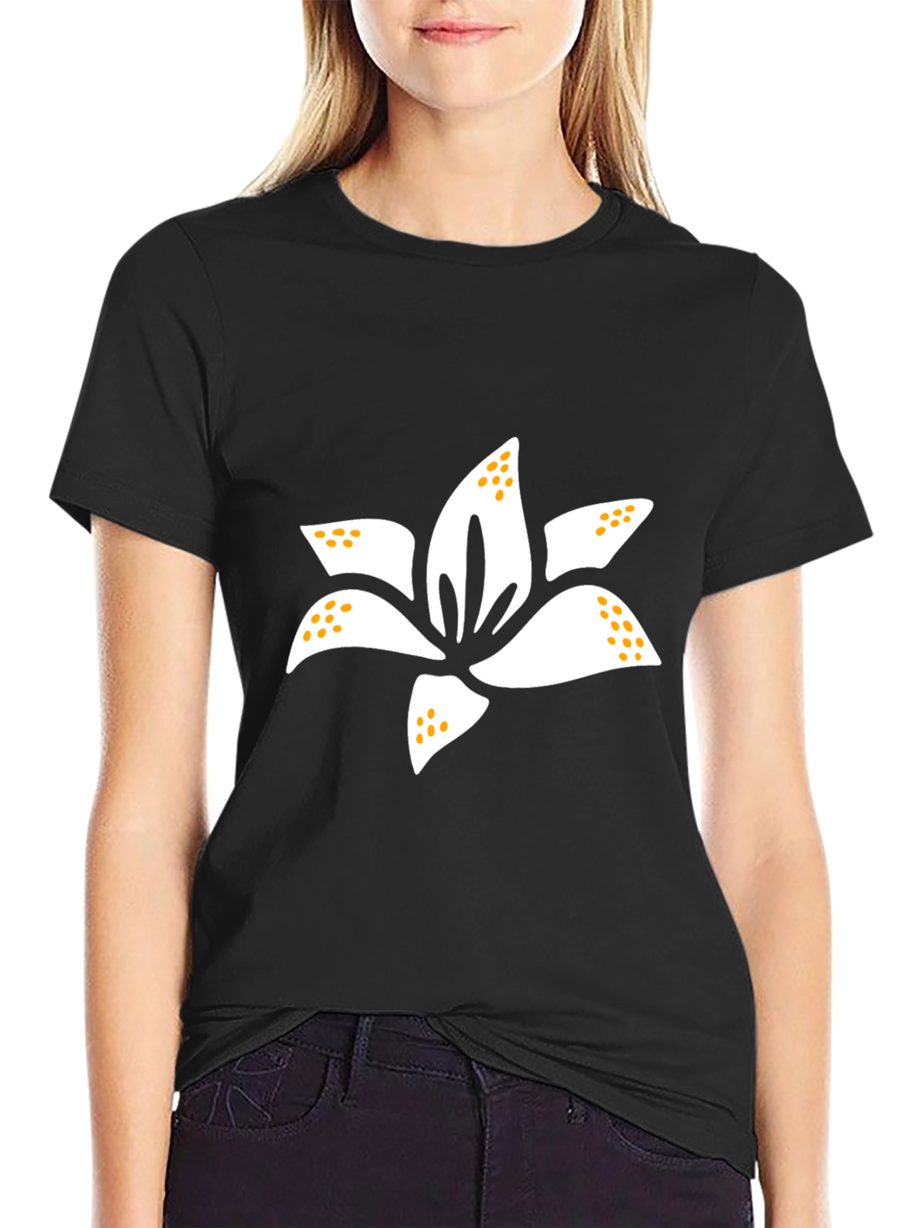 Lily Flower Graphic Tee - Mens Black T-Shirt