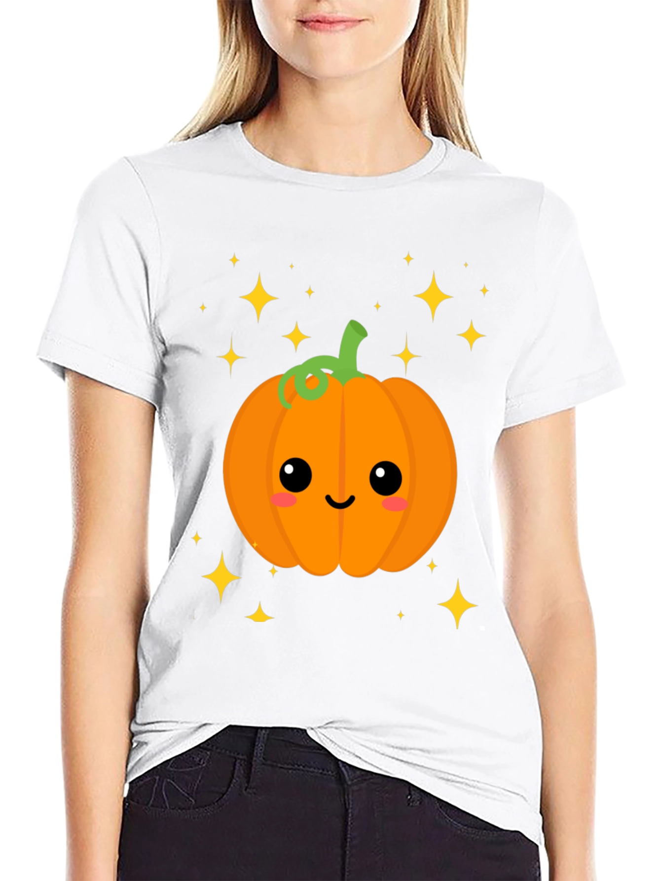 Cute Pumpkin Face Graphic Tee - Halloween Style
