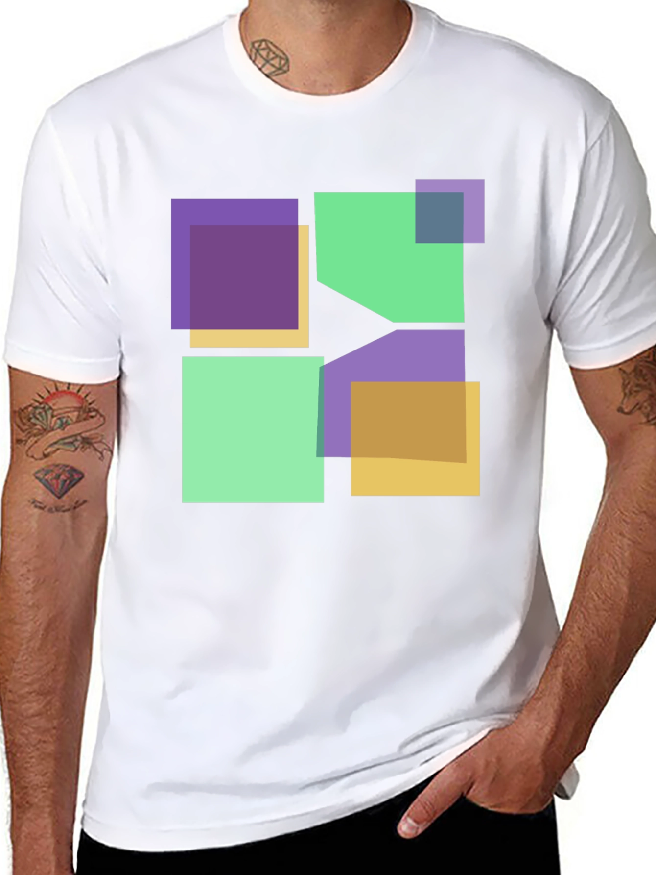 Geometric Squares Graphic T-Shirt