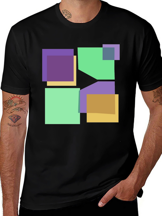 Geometric Squares Graphic T-Shirt
