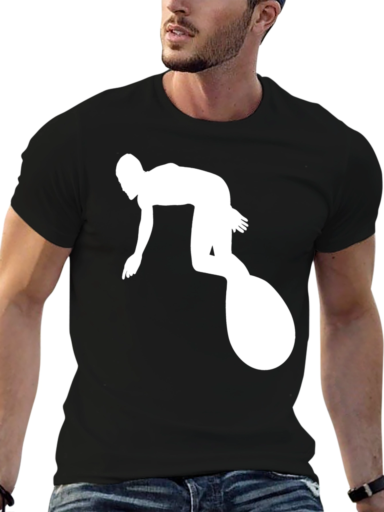 Surfer Silhouette Black T-Shirt