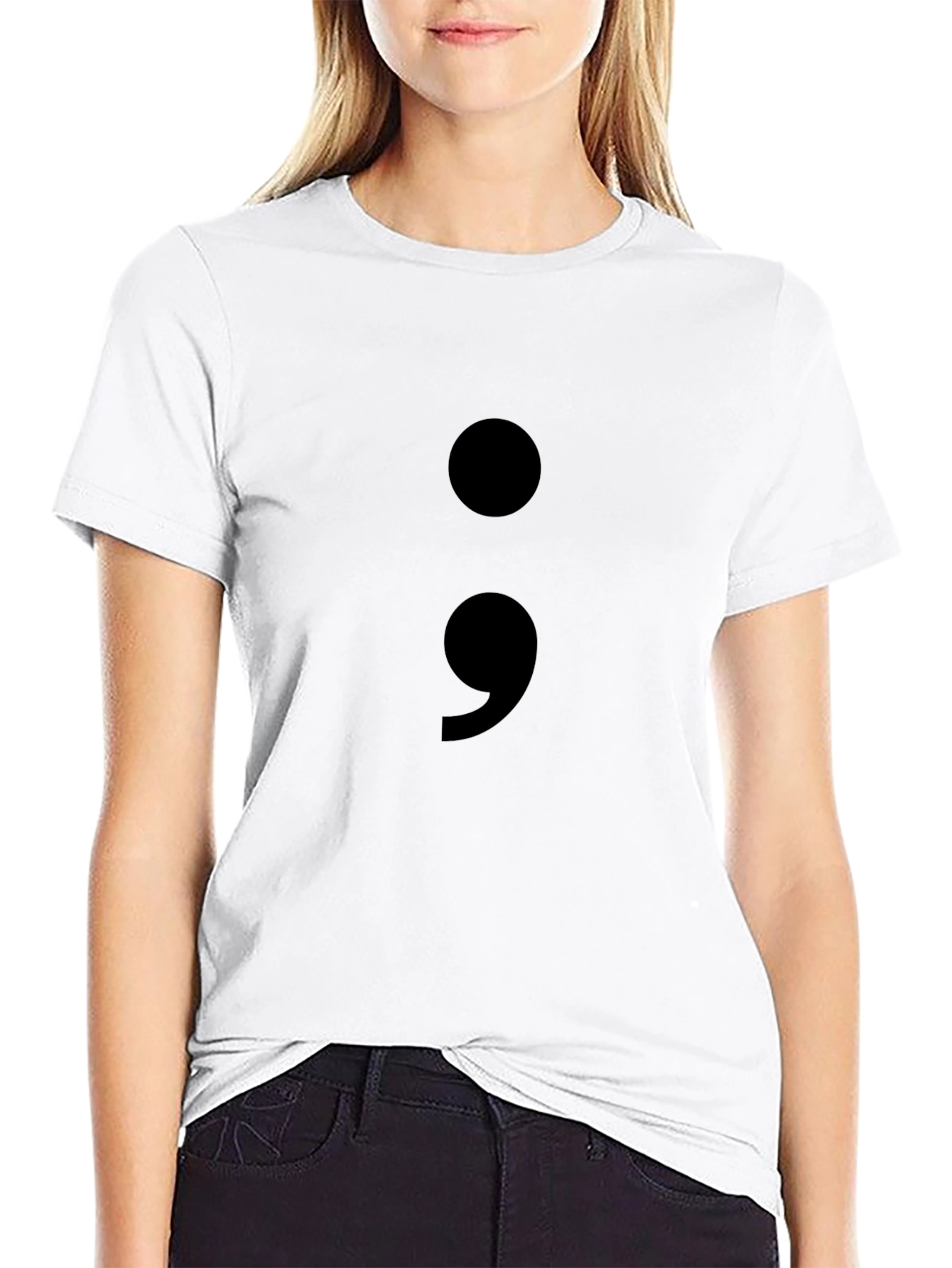 Semicolon Graphic Black T-Shirt - Mental Health Awareness