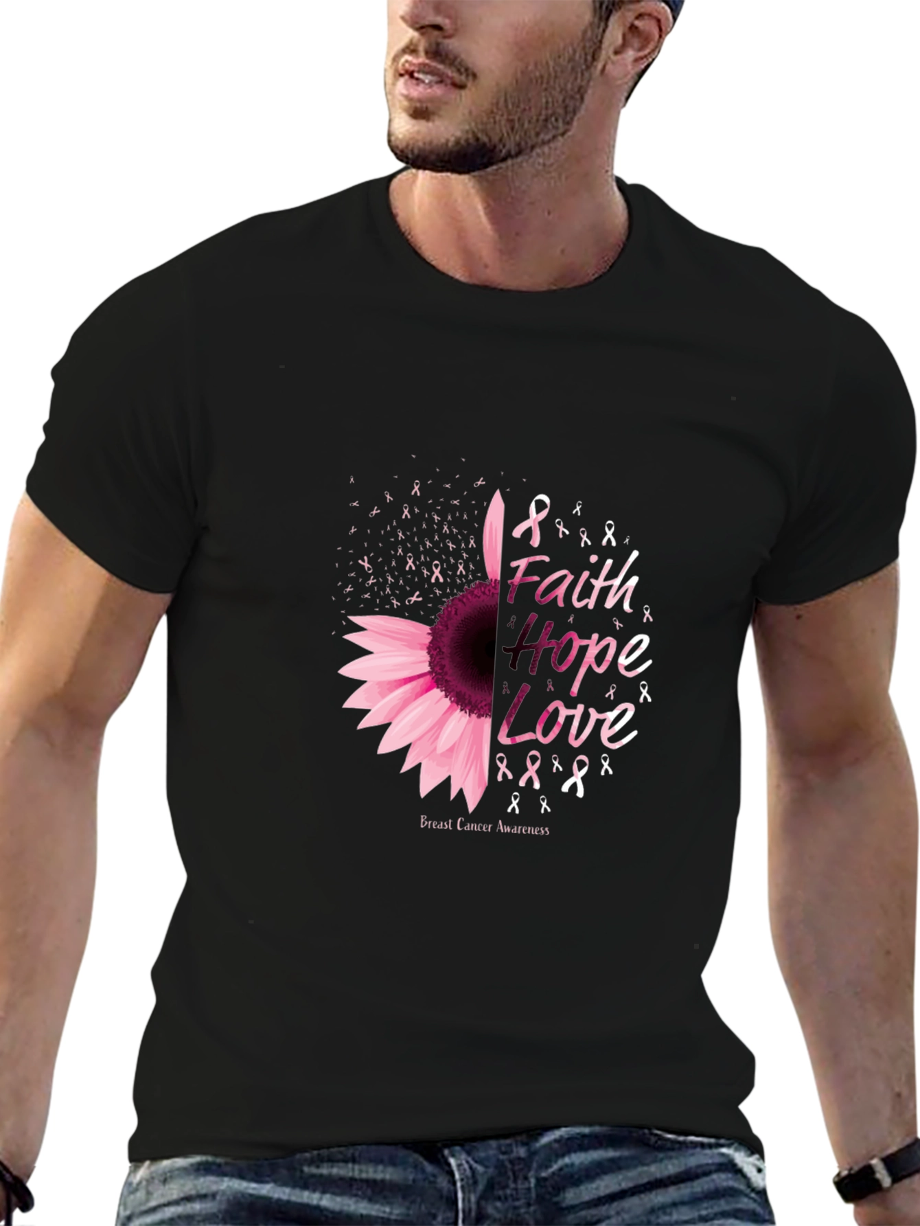 Faith Hope Love Breast Cancer Awareness T-Shirt