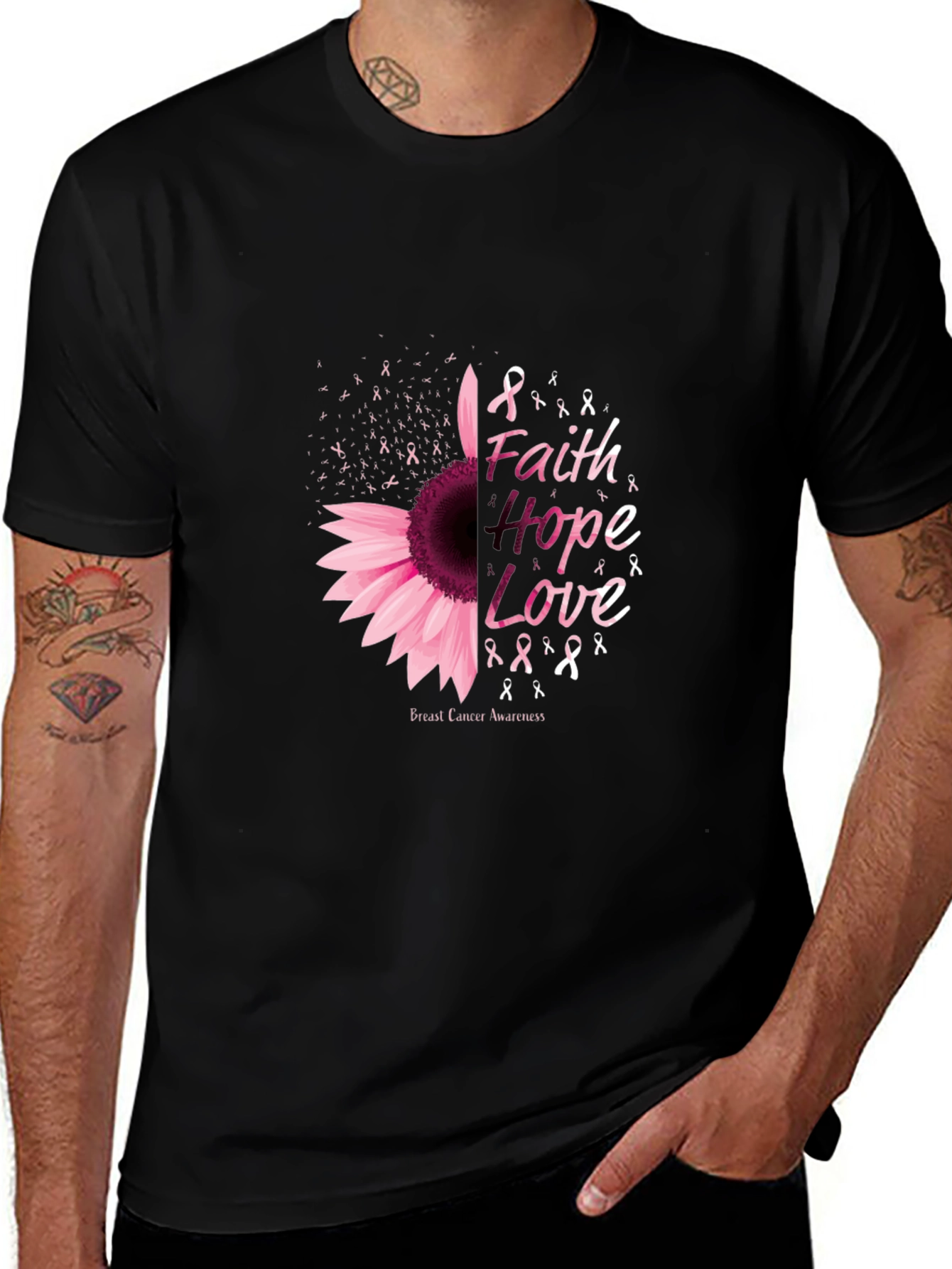 Faith Hope Love Breast Cancer Awareness T-Shirt