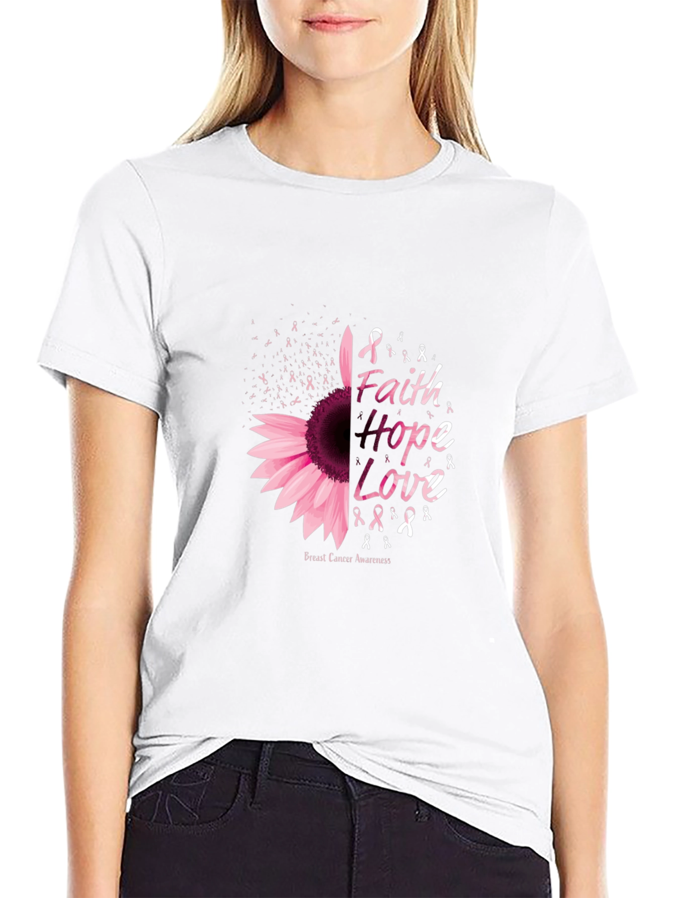 Faith Hope Love Breast Cancer Awareness T-Shirt