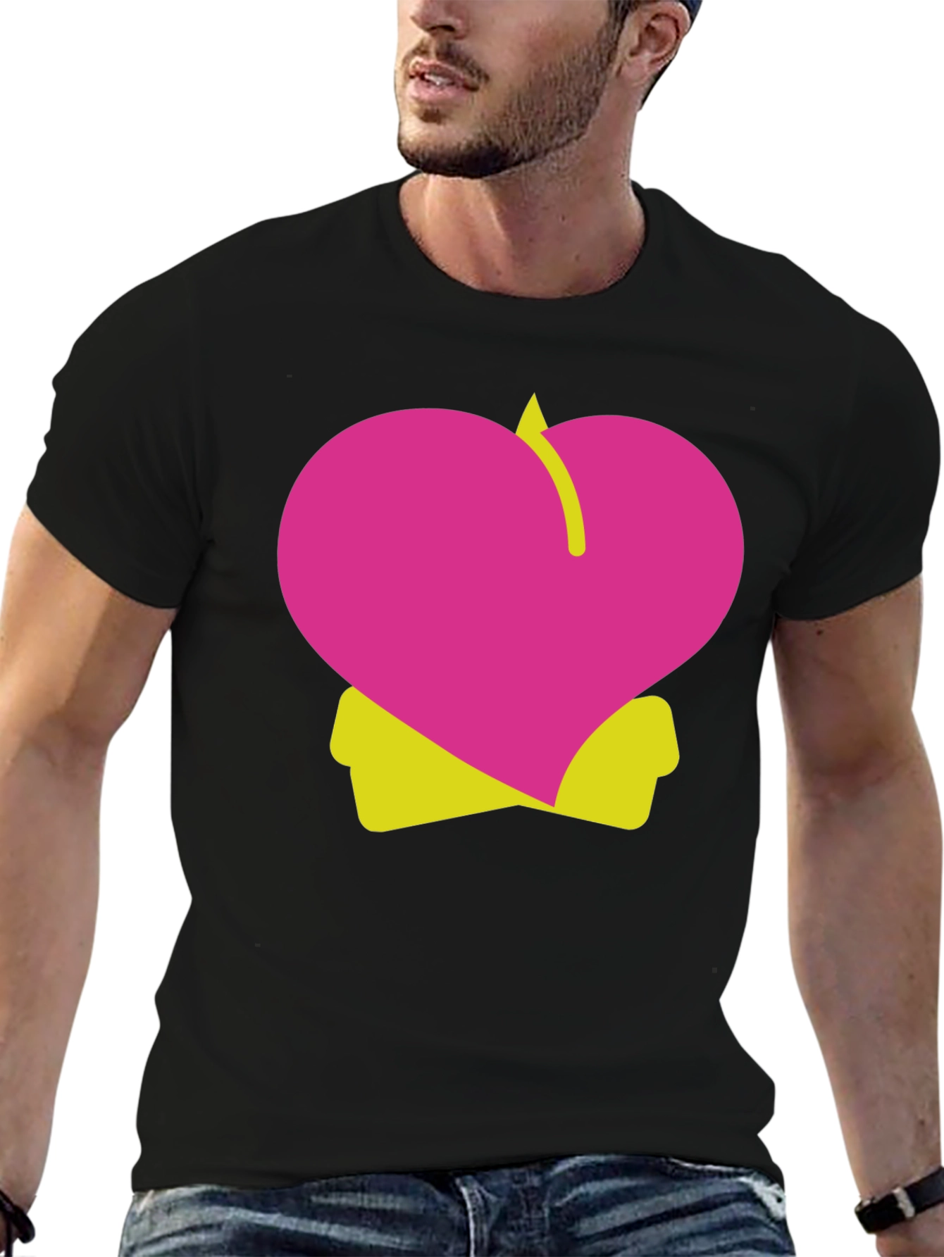 Heart Peach Graphic Tee - Black