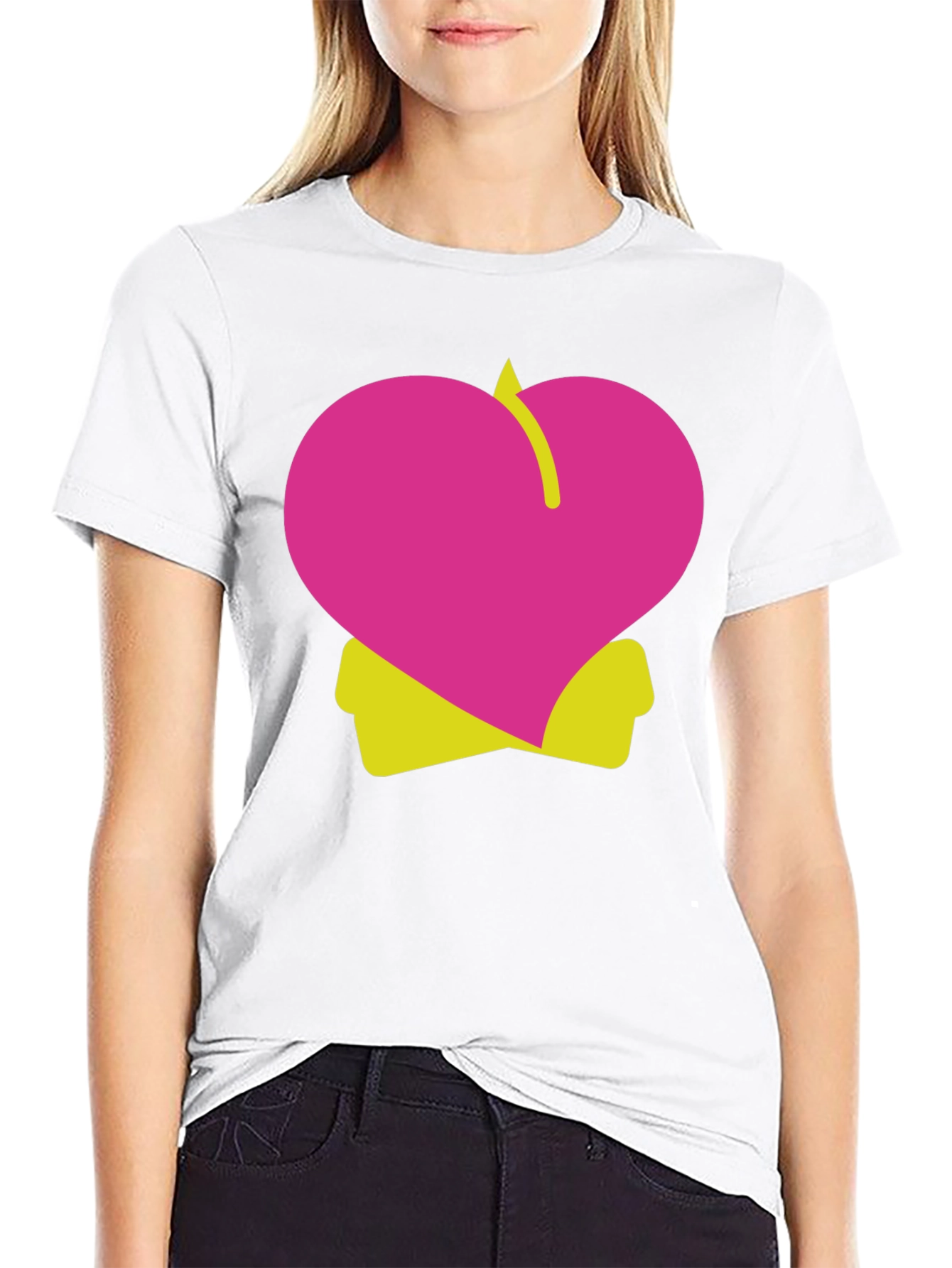 Heart Peach Graphic Tee - Black