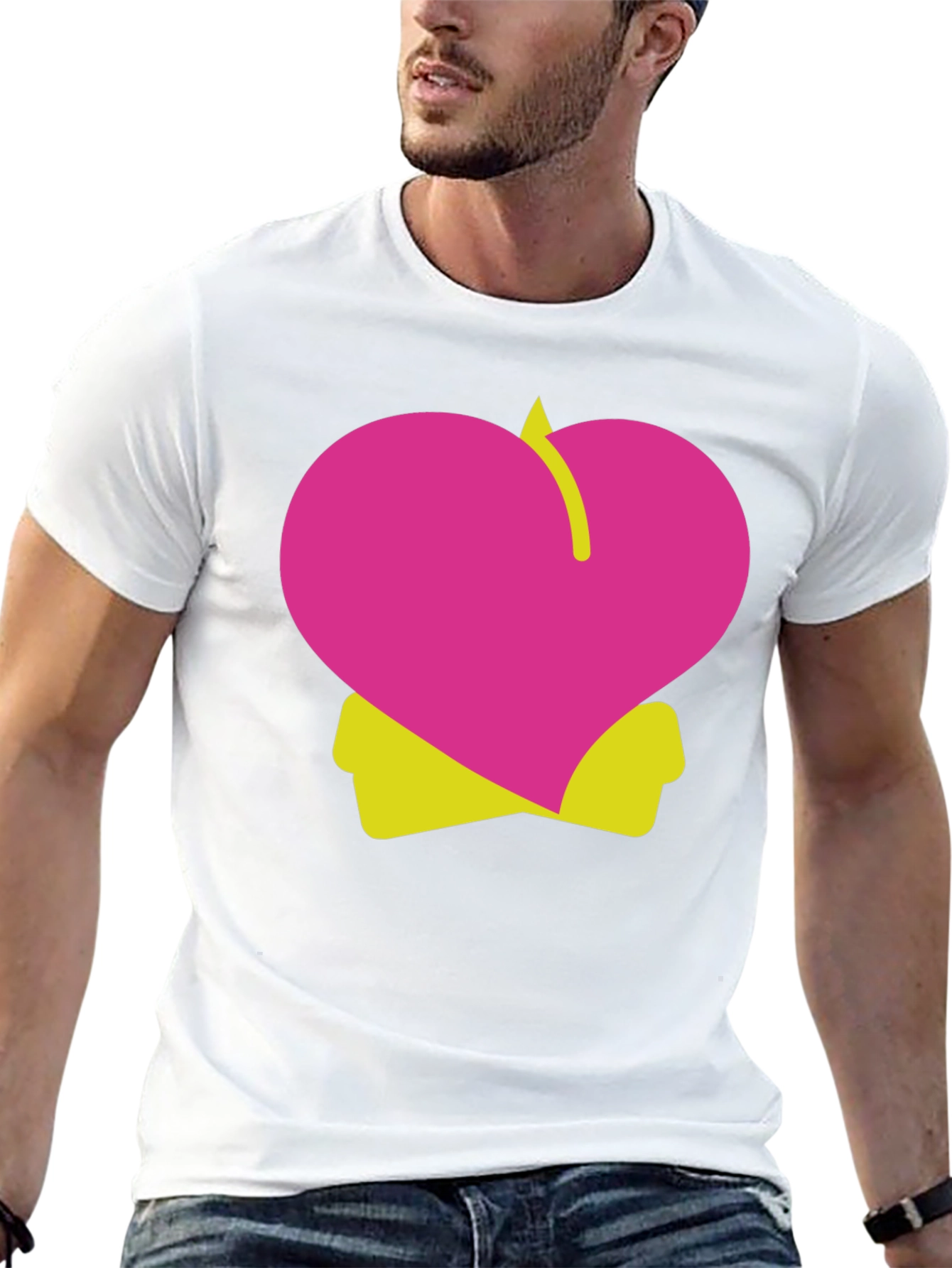 Heart Peach Graphic Tee - Black
