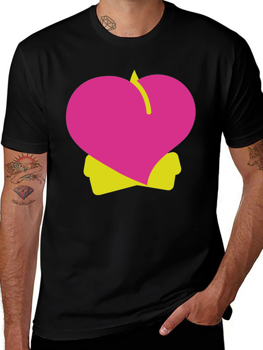 Heart Peach Graphic Tee - Black