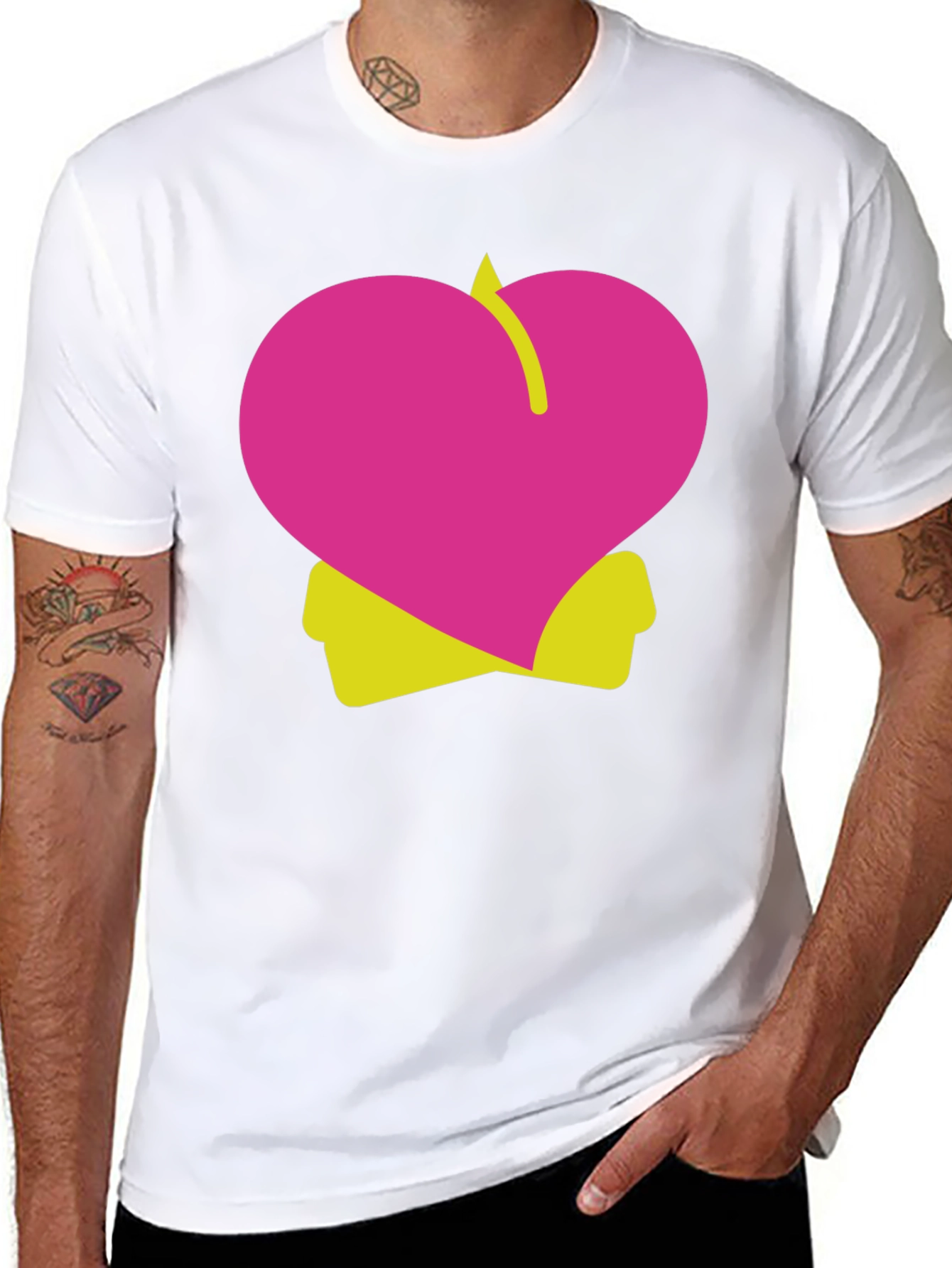 Heart Peach Graphic Tee - Black