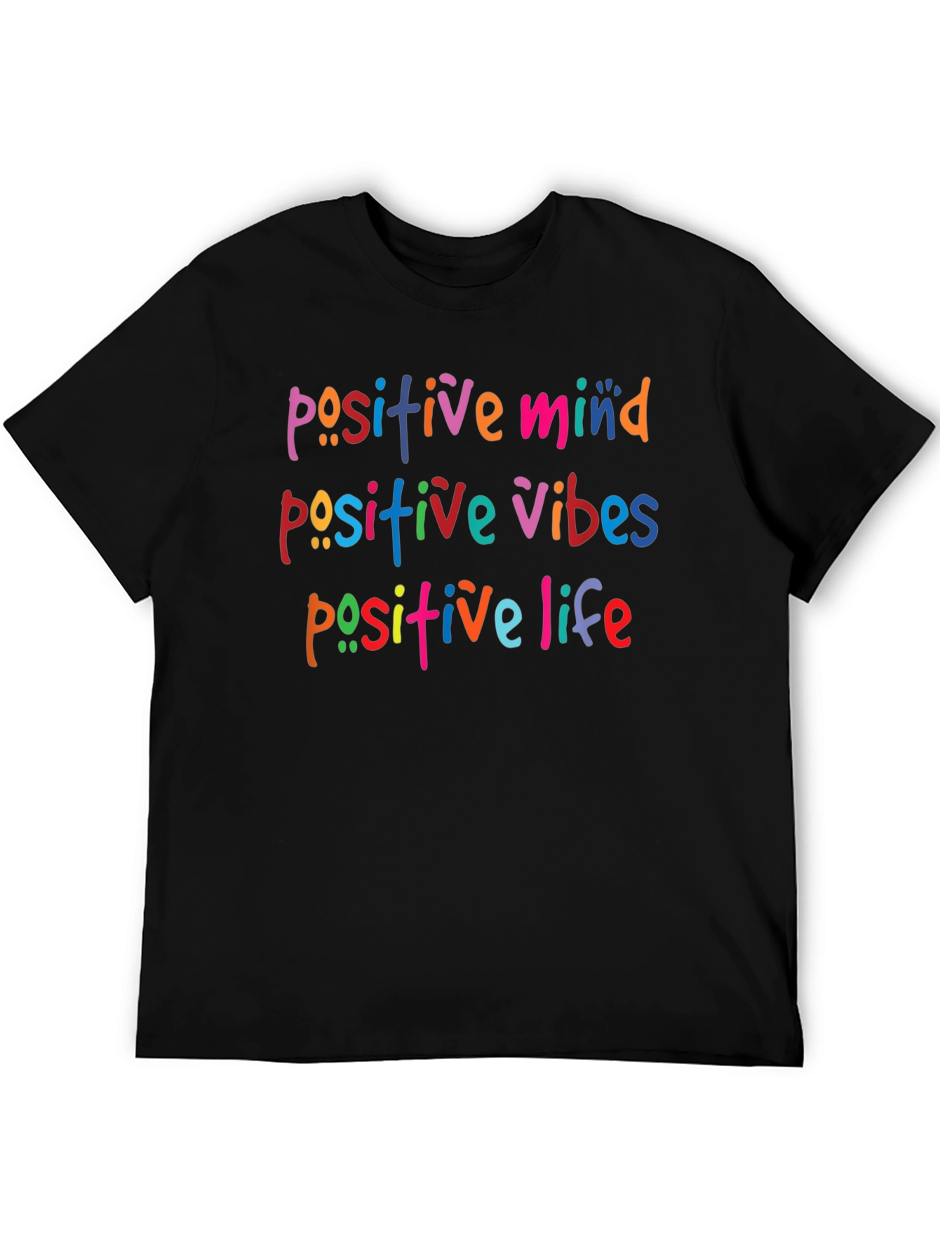 Positive Vibes Graphic Tee - Black Cotton Blend