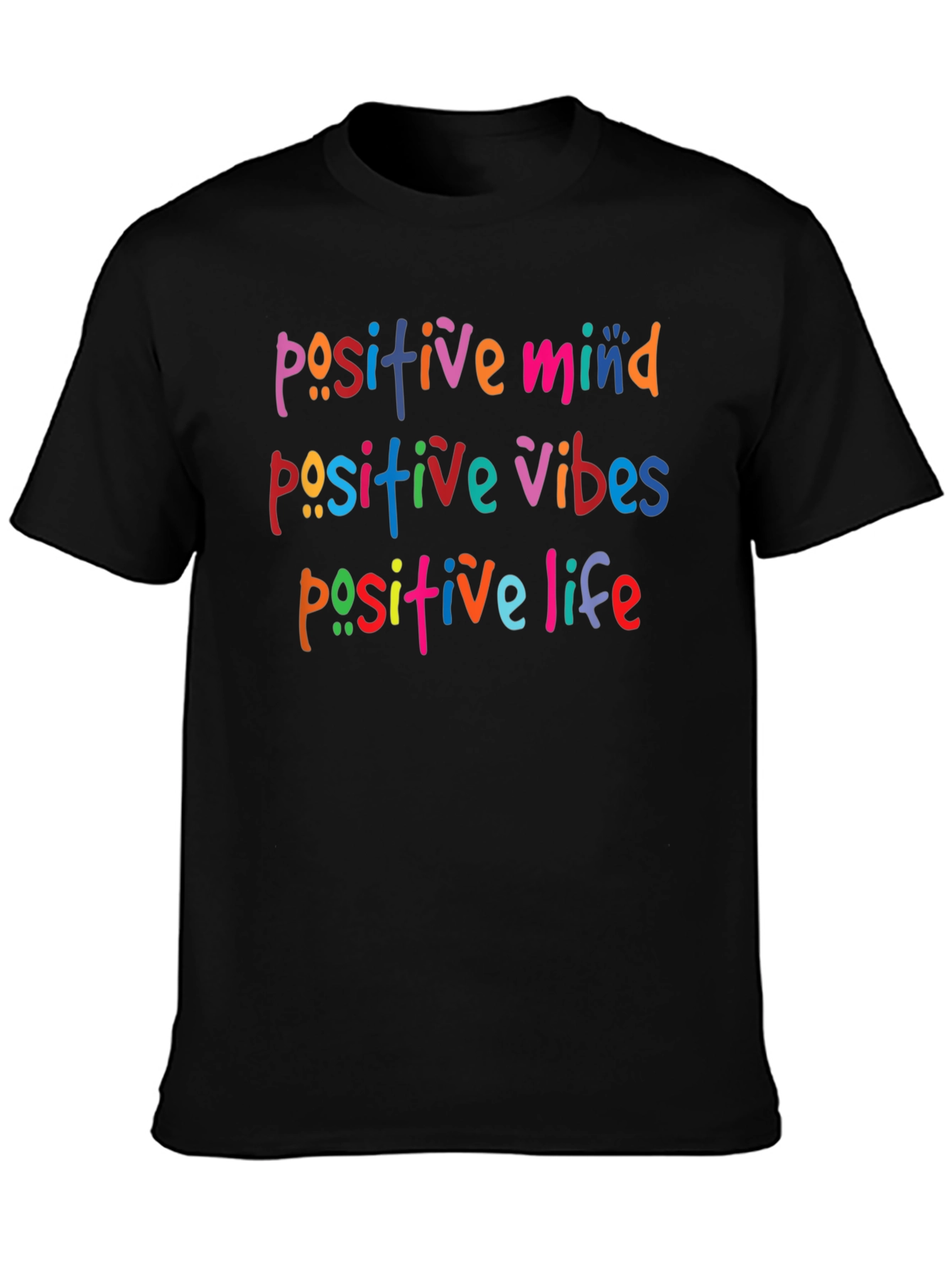 Positive Vibes Graphic Tee - Black Cotton Blend