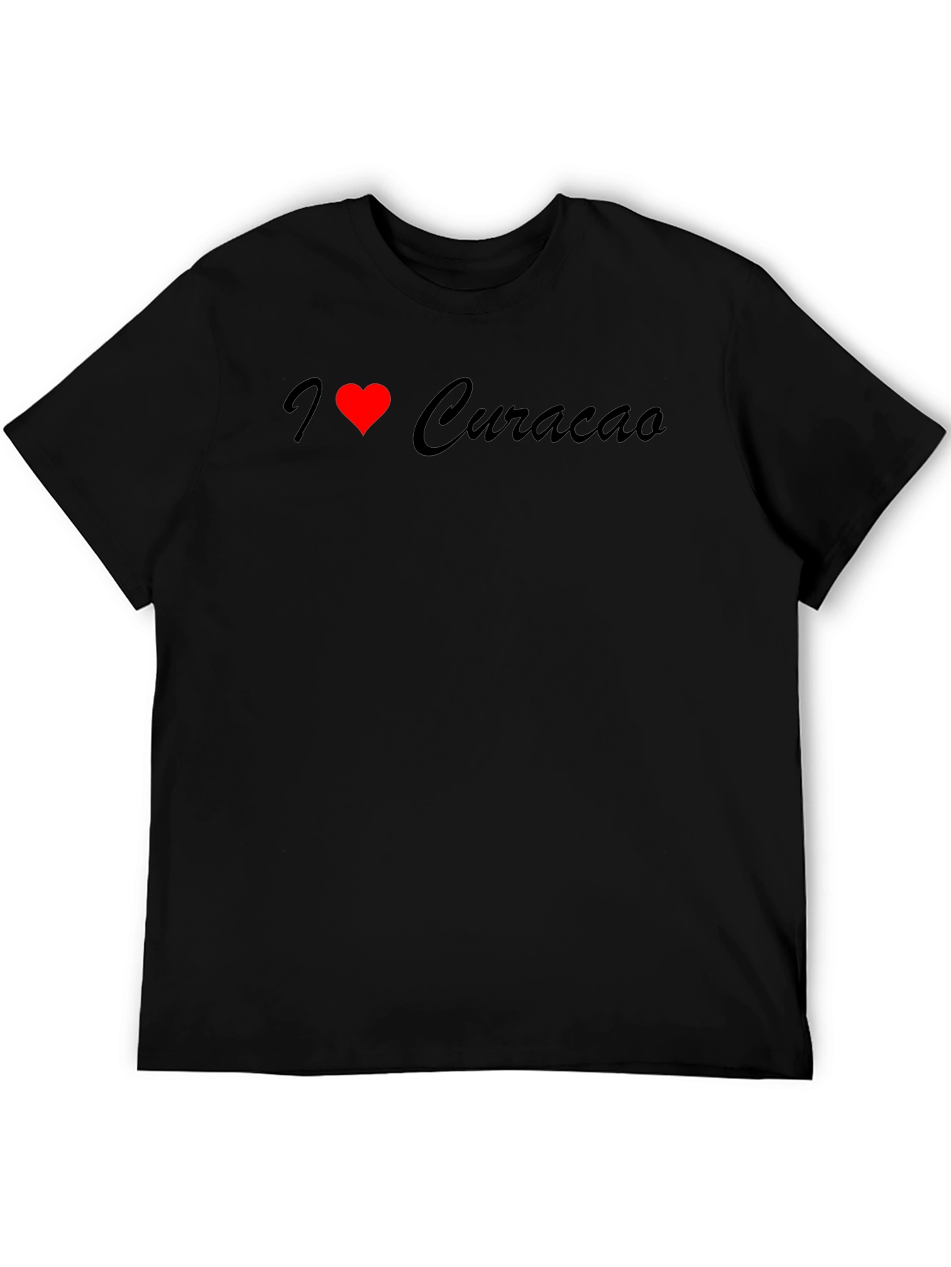 I Love Curacao Graphic Tee - Black Cotton T-Shirt