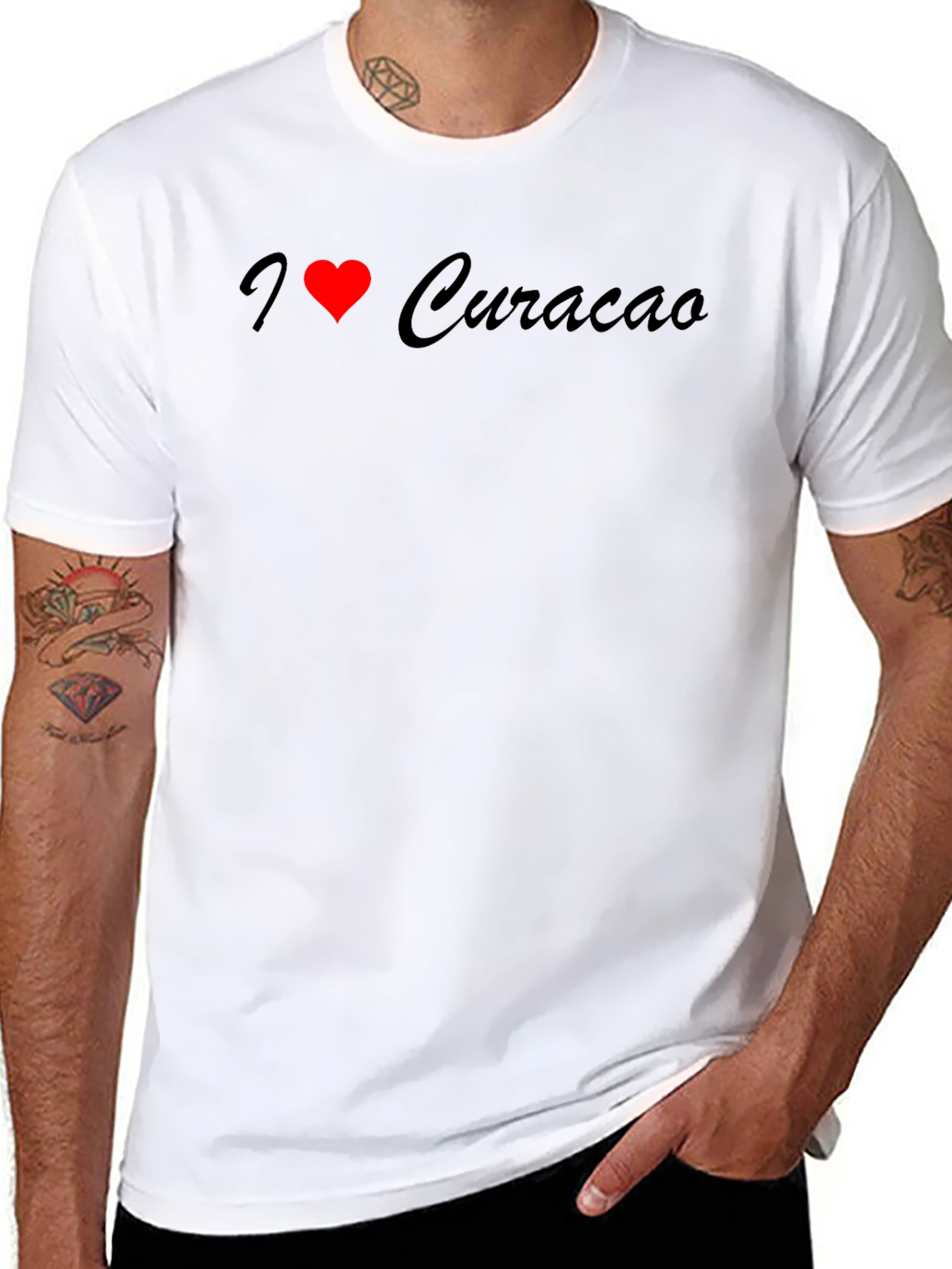 I Love Curacao Graphic Tee - Black Cotton T-Shirt