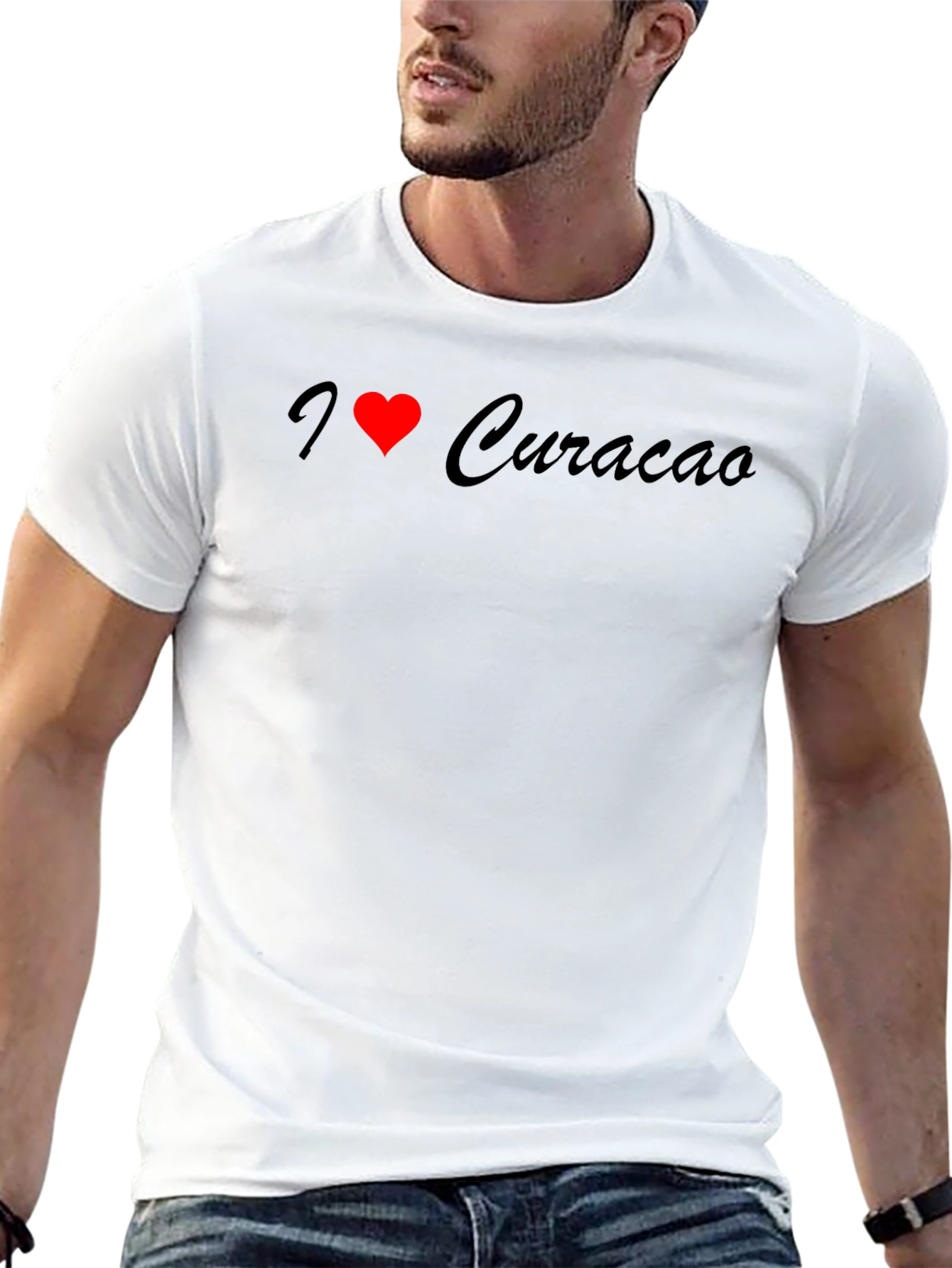 I Love Curacao Graphic Tee - Black Cotton T-Shirt