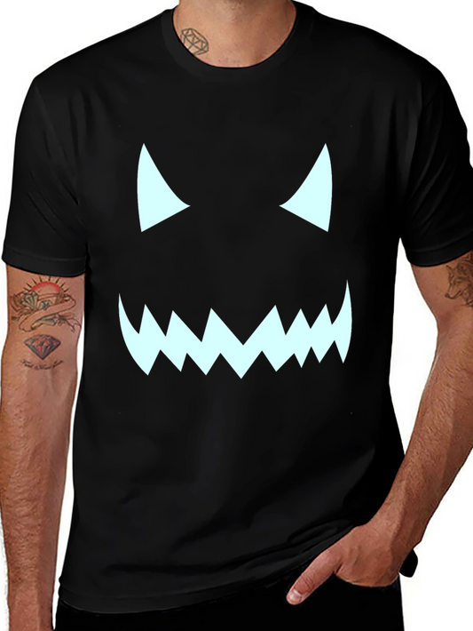 Halloween Monster Face Graphic Tee - Black T-Shirt