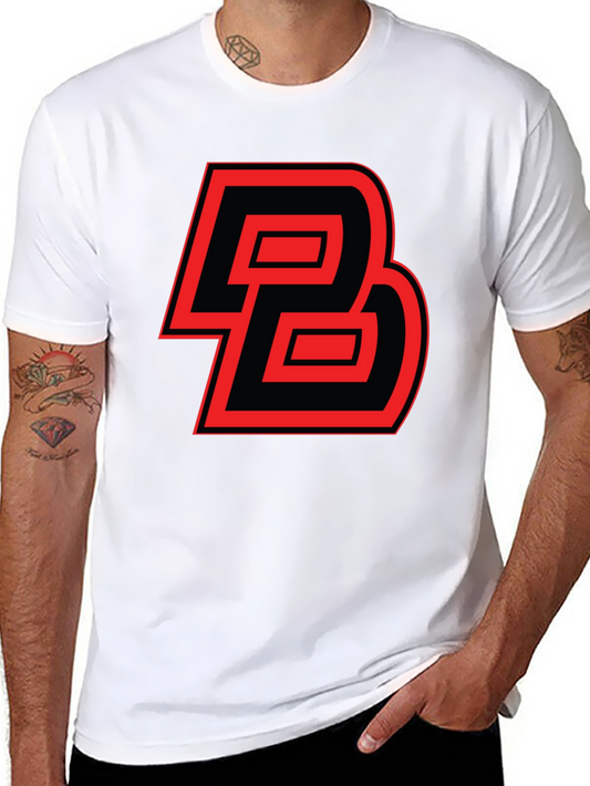 Bold Initial Tee: Red and Black Graphic Print
