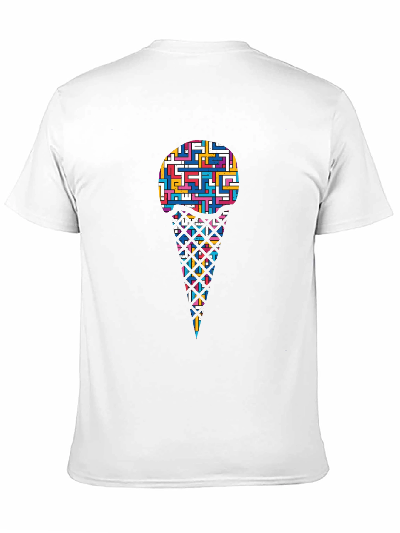 Abstract Ice Cream Graphic Black T-Shirt