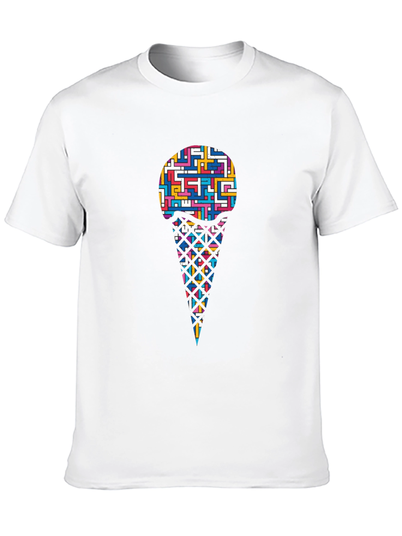 Abstract Ice Cream Graphic Black T-Shirt