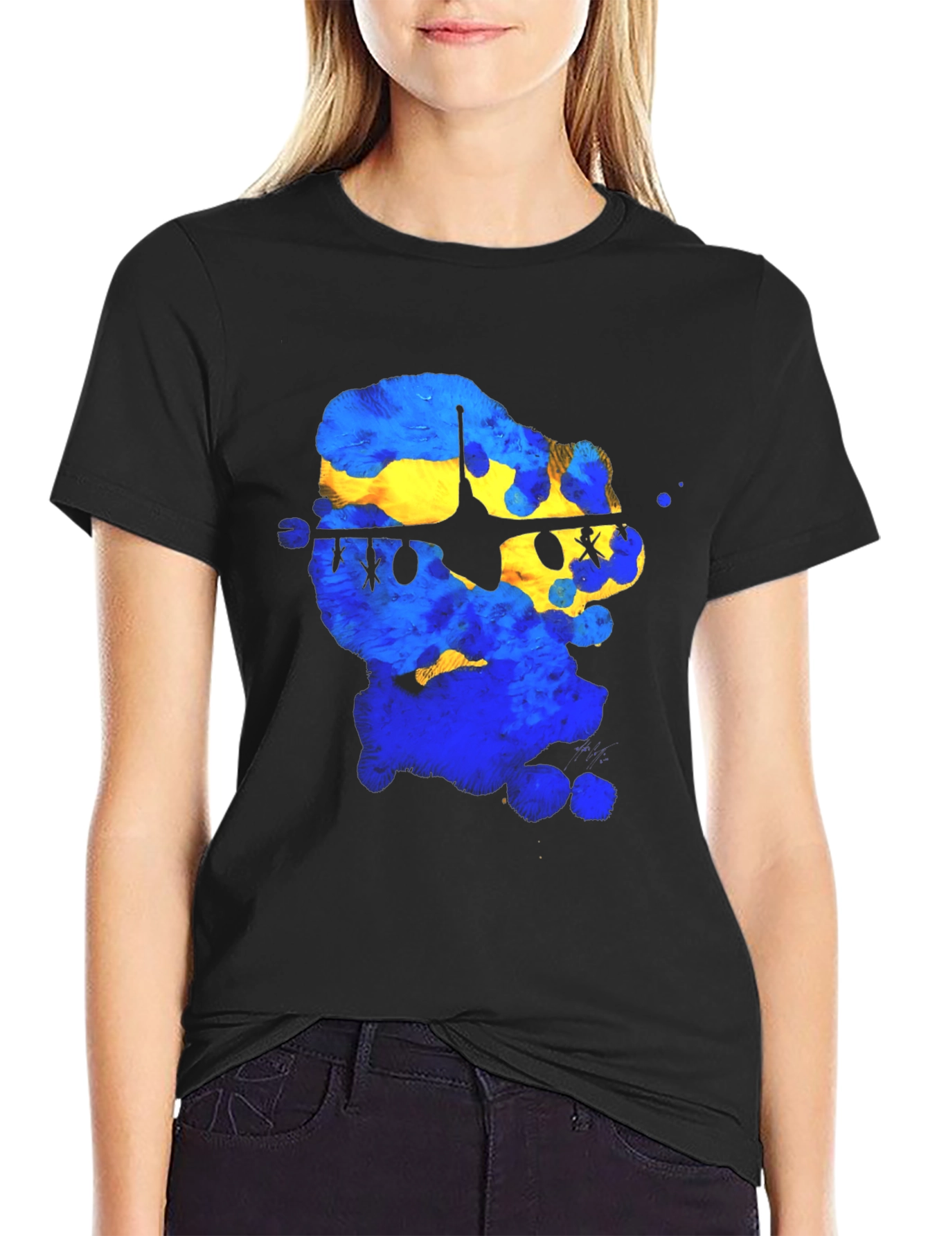 Ukraine Fighter Jet Graphic Tee - Black
