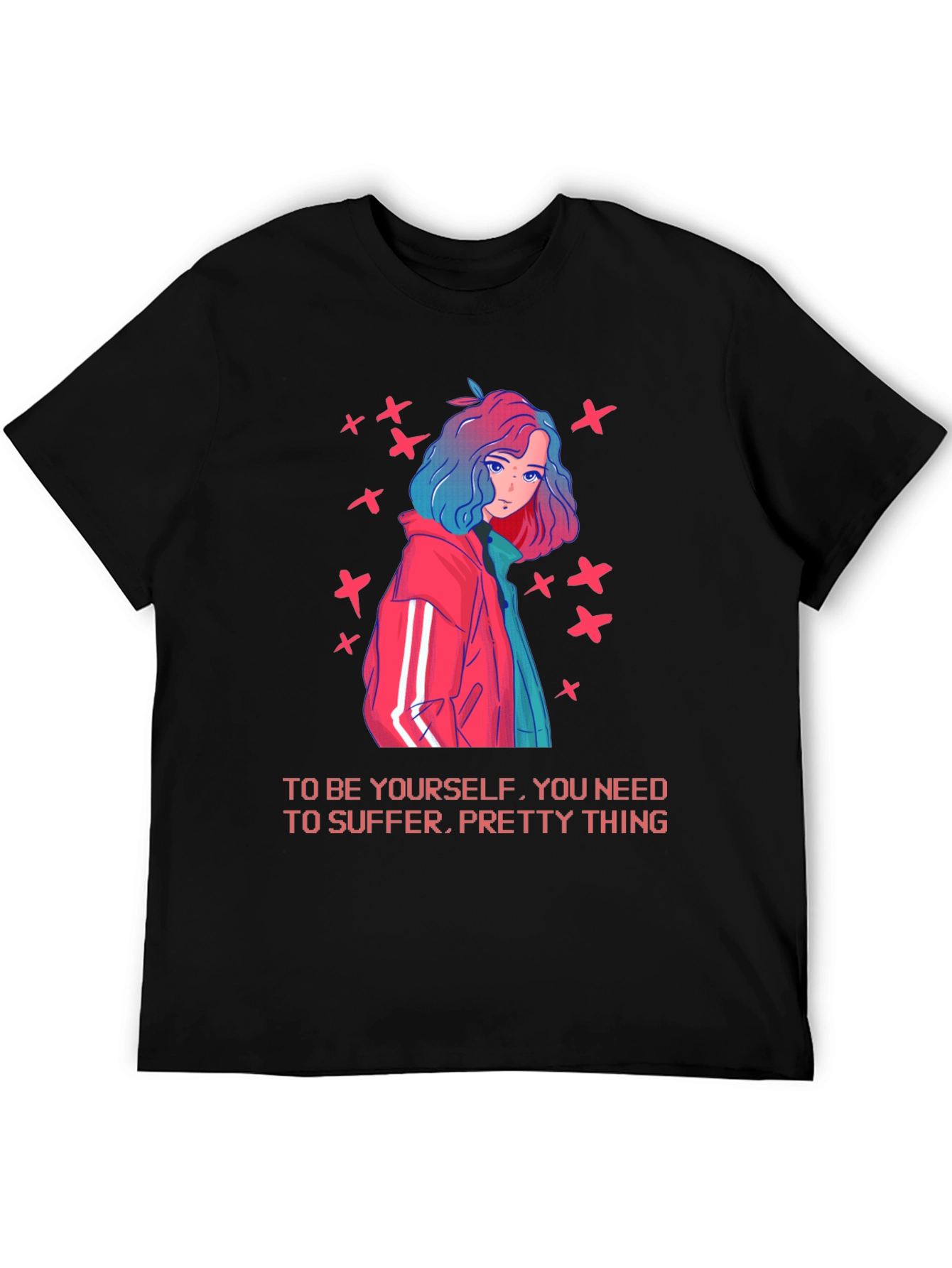 Anime Girl Graphic Tee - Edgy Slogan T-Shirt