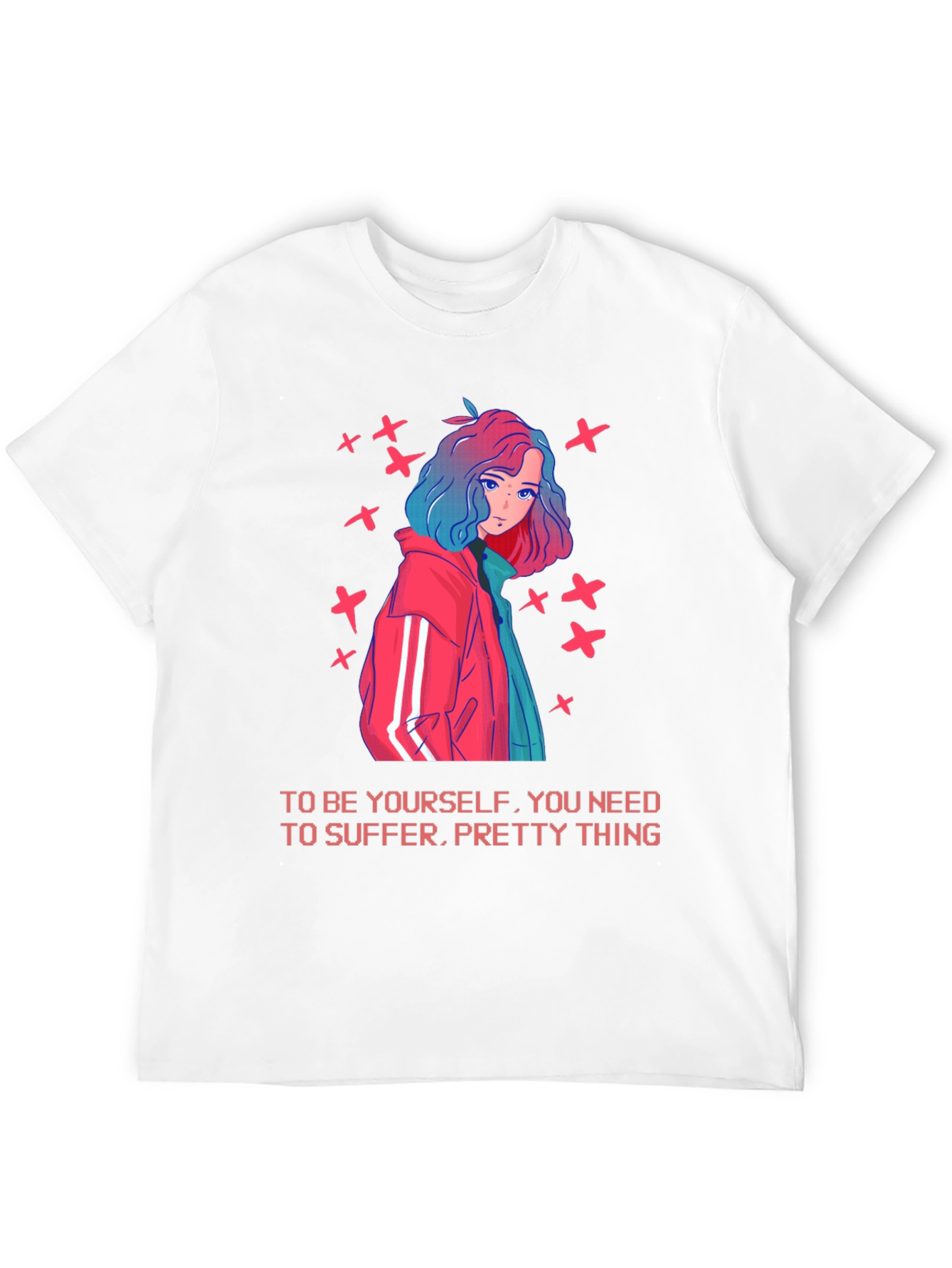 Anime Girl Graphic Tee - Edgy Slogan T-Shirt