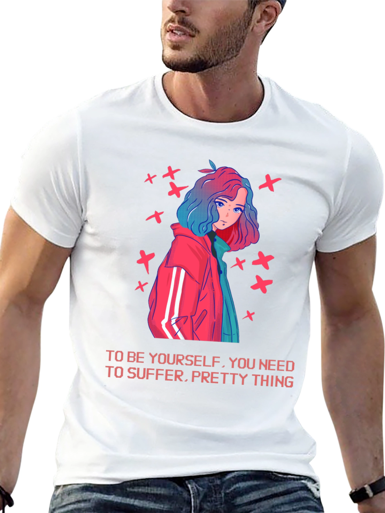 Anime Girl Graphic Tee - Edgy Slogan T-Shirt