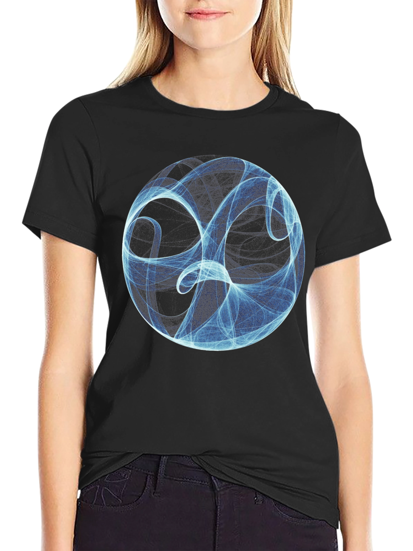 Abstract Sphere Graphic Black T-Shirt