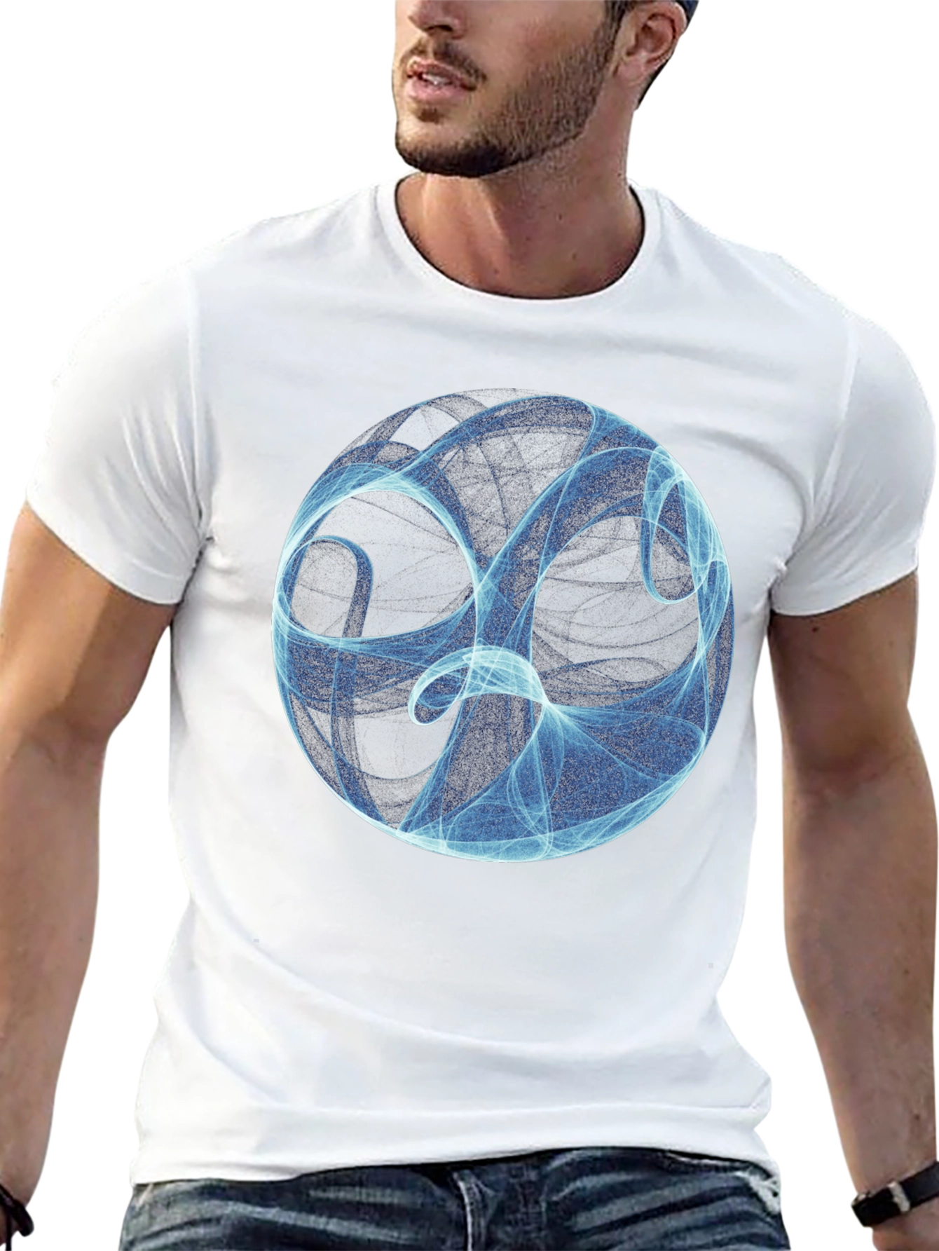 Abstract Sphere Graphic Black T-Shirt