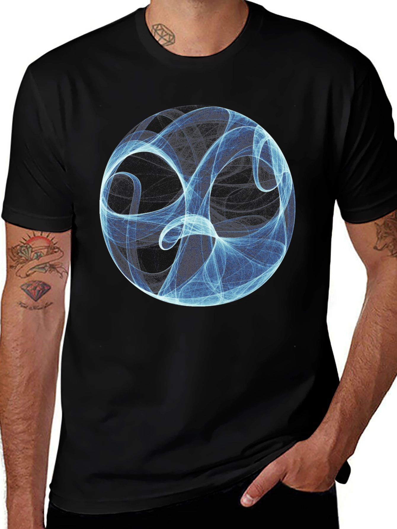 Abstract Sphere Graphic Black T-Shirt