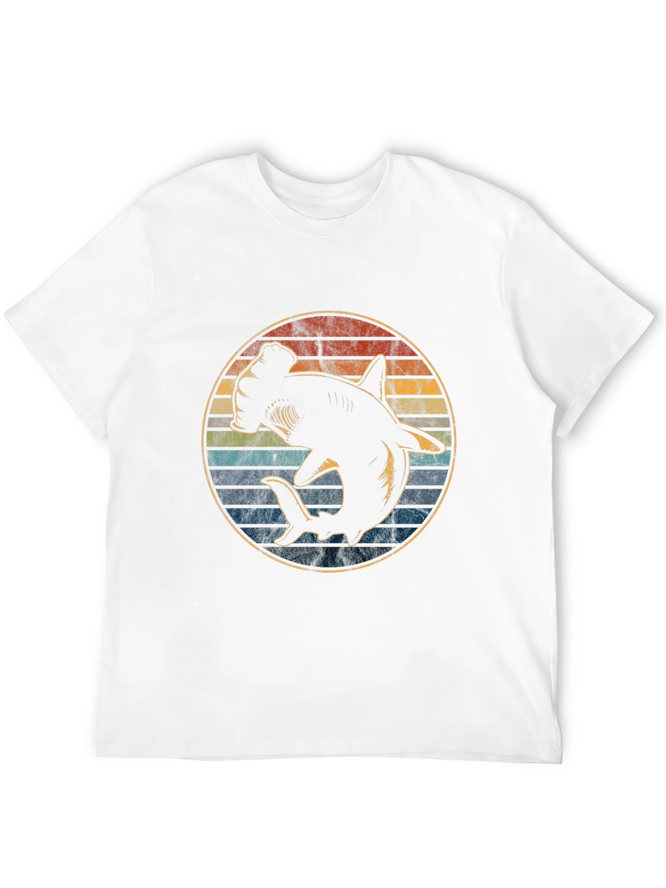 Hammerhead Shark Retro Sunset Graphic T-Shirt