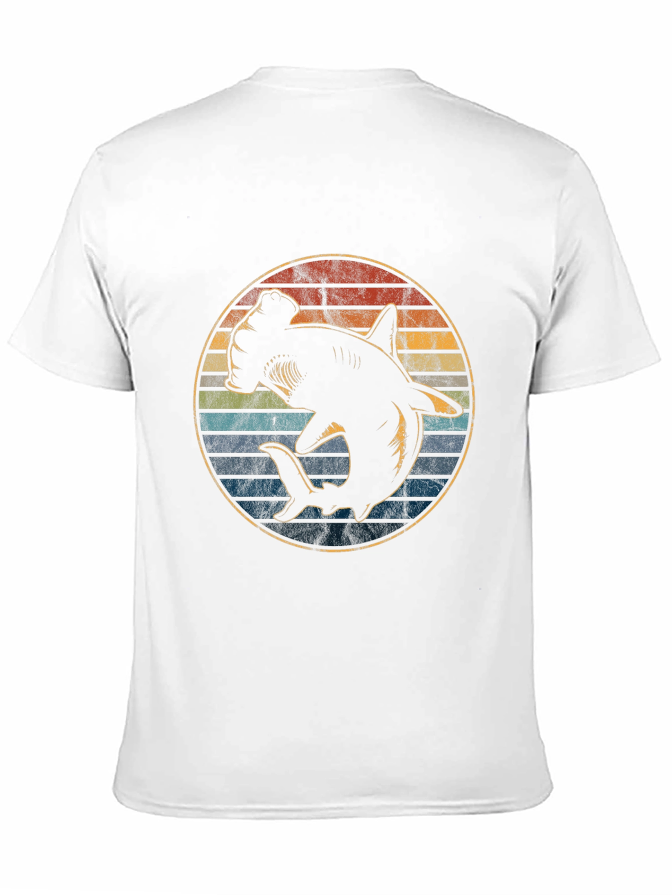 Hammerhead Shark Retro Sunset Graphic T-Shirt