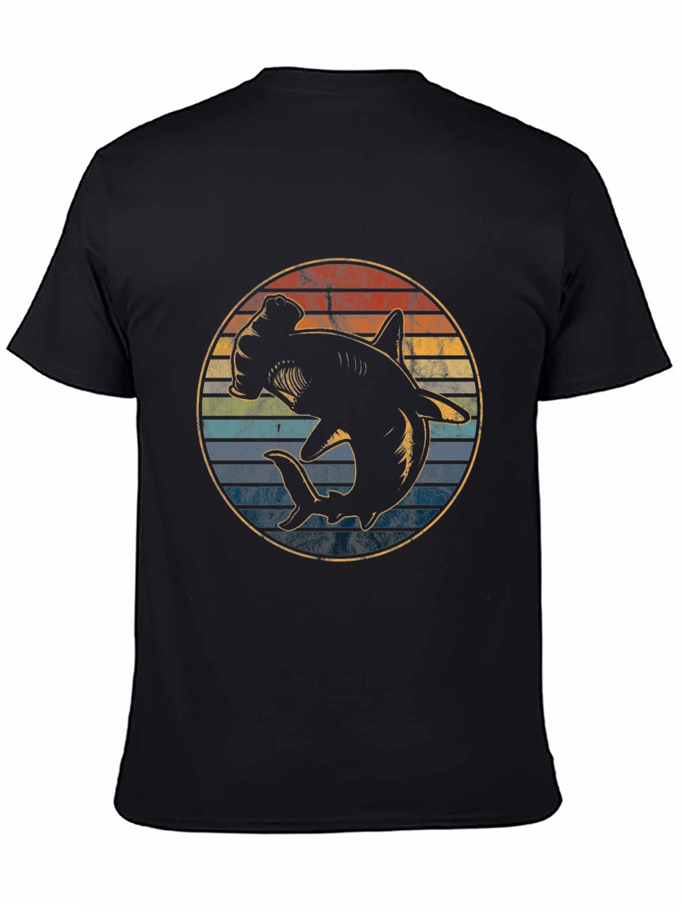 Hammerhead Shark Retro Sunset Graphic T-Shirt