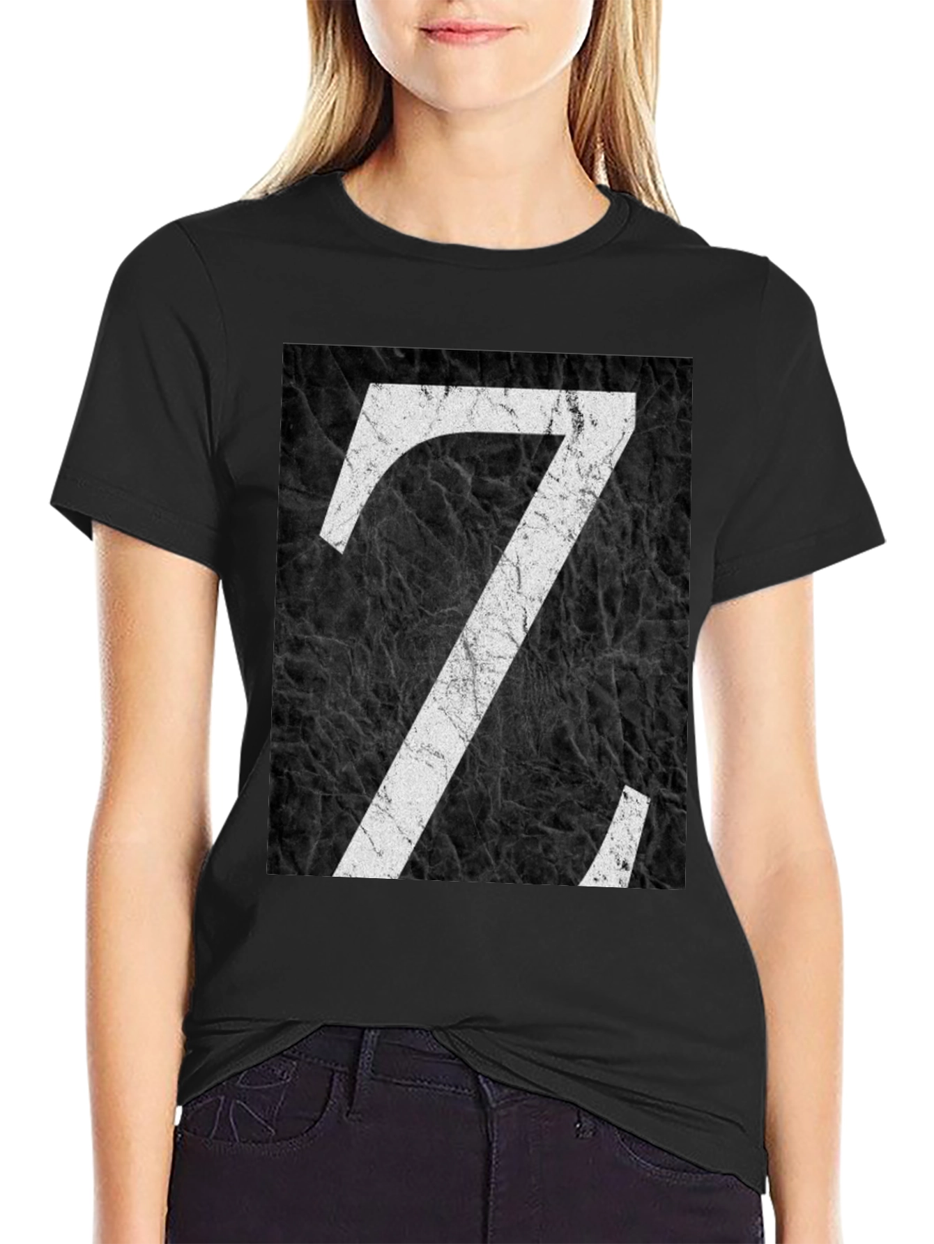 Letter Z Graphic Print Black T-Shirt