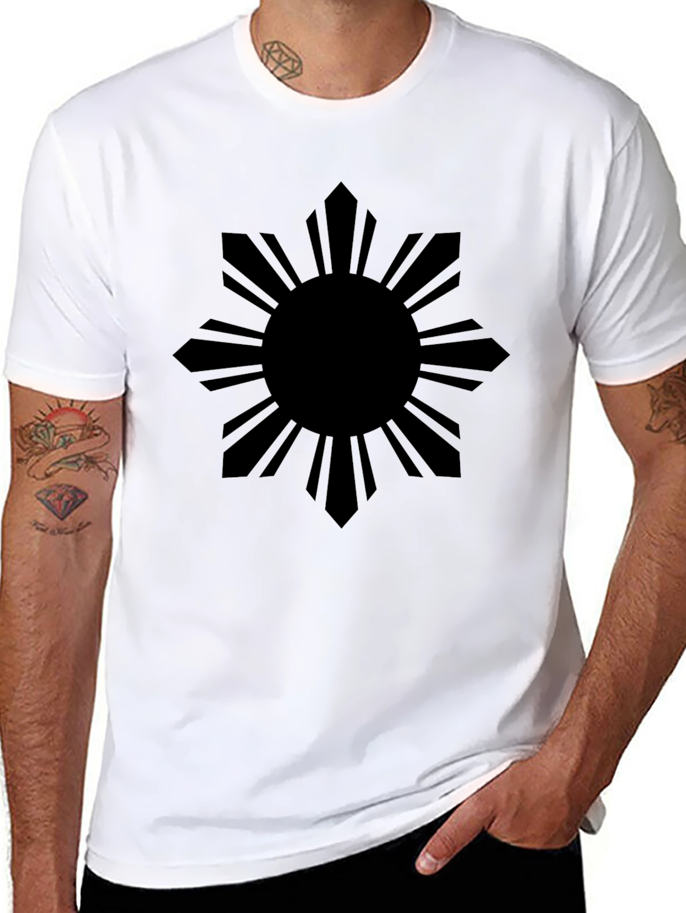 Philippine Sun Graphic Tee - Black Cotton Shirt