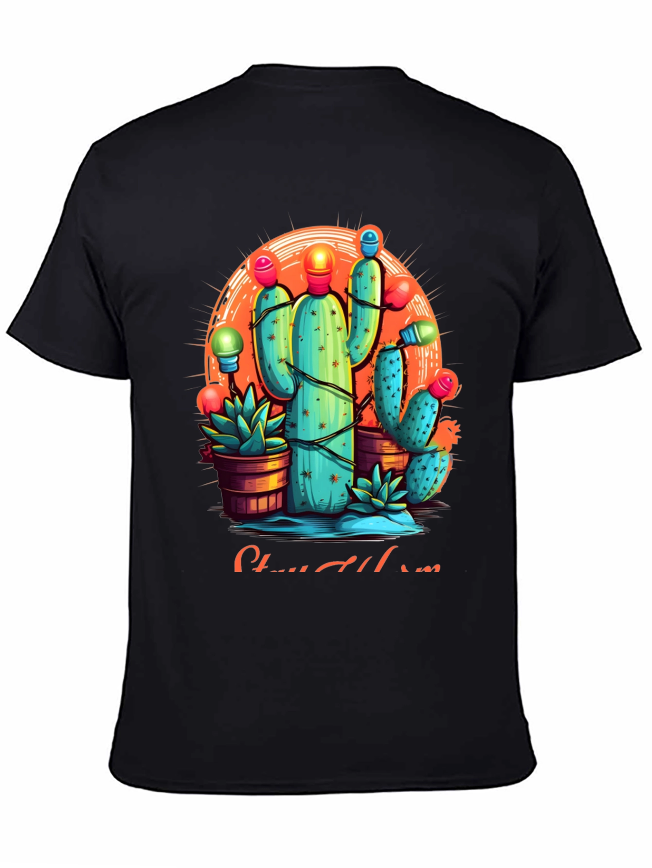 Cactus Christmas Lights Graphic Tee