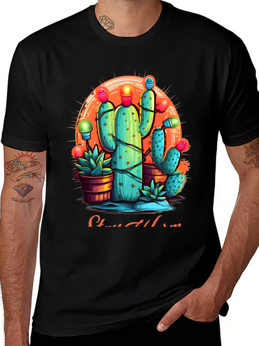 Cactus Christmas Lights Graphic Tee