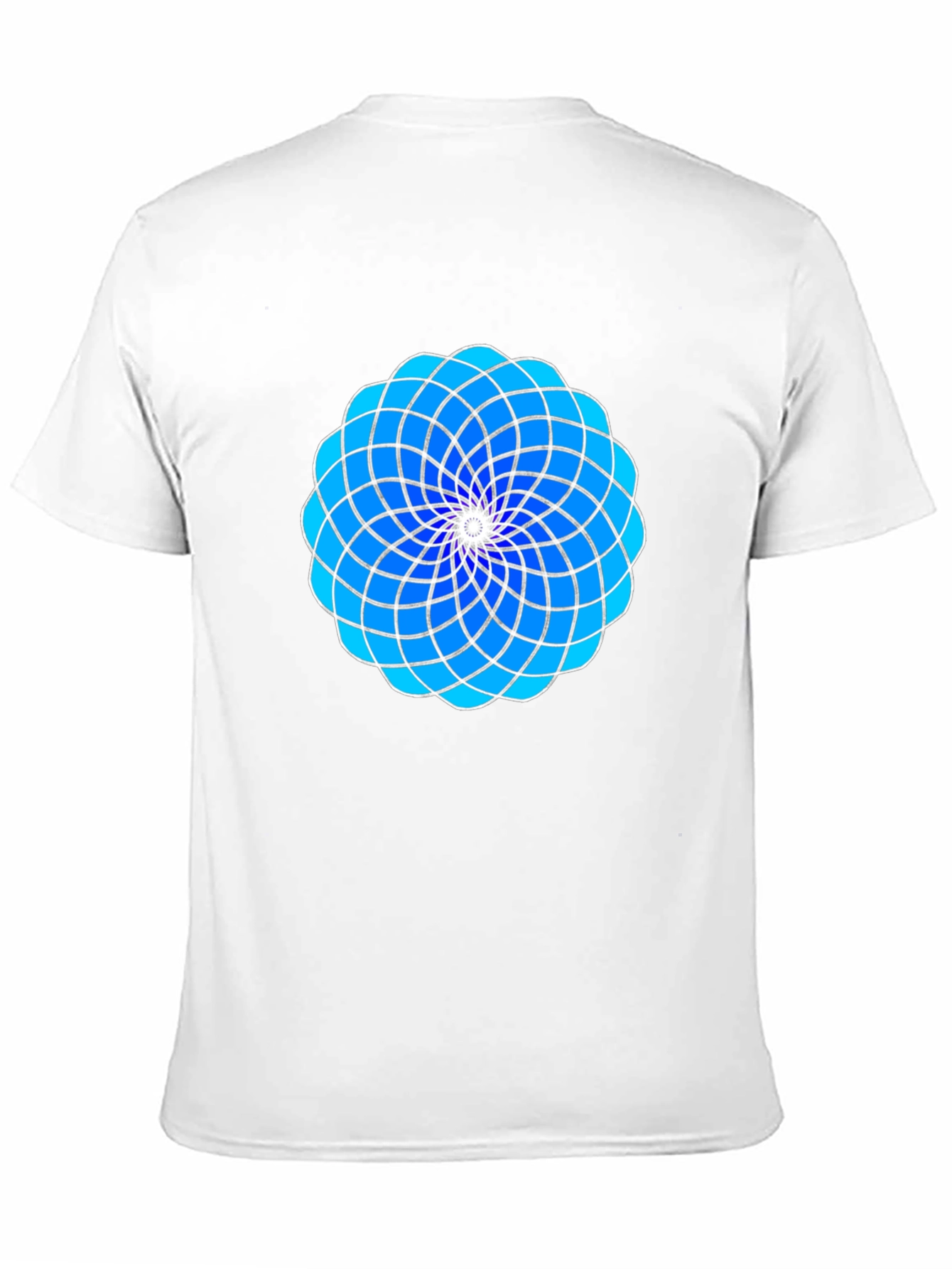 Geometric Blue Floral Design Black T-Shirt