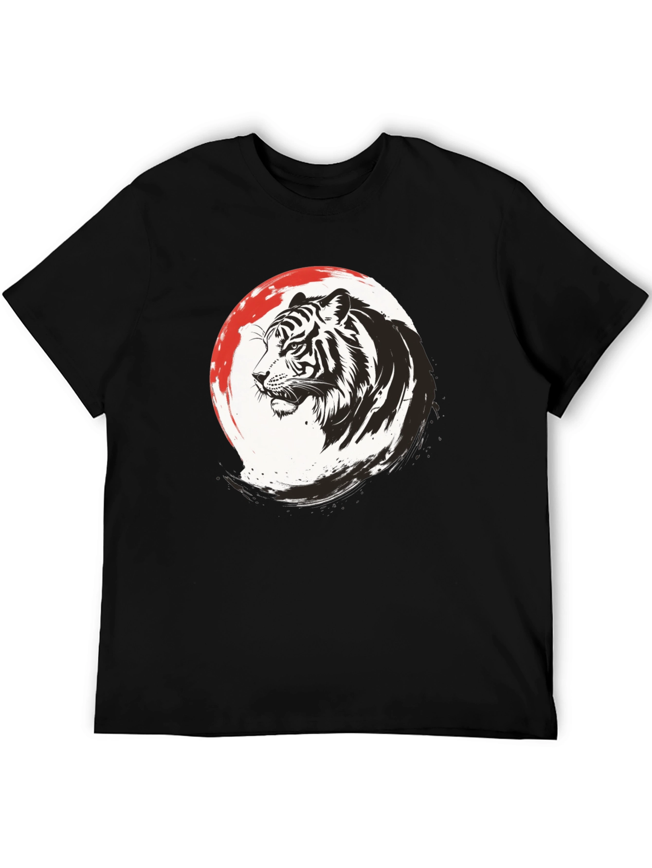 Tiger Graphic Print Mens Black T-Shirt