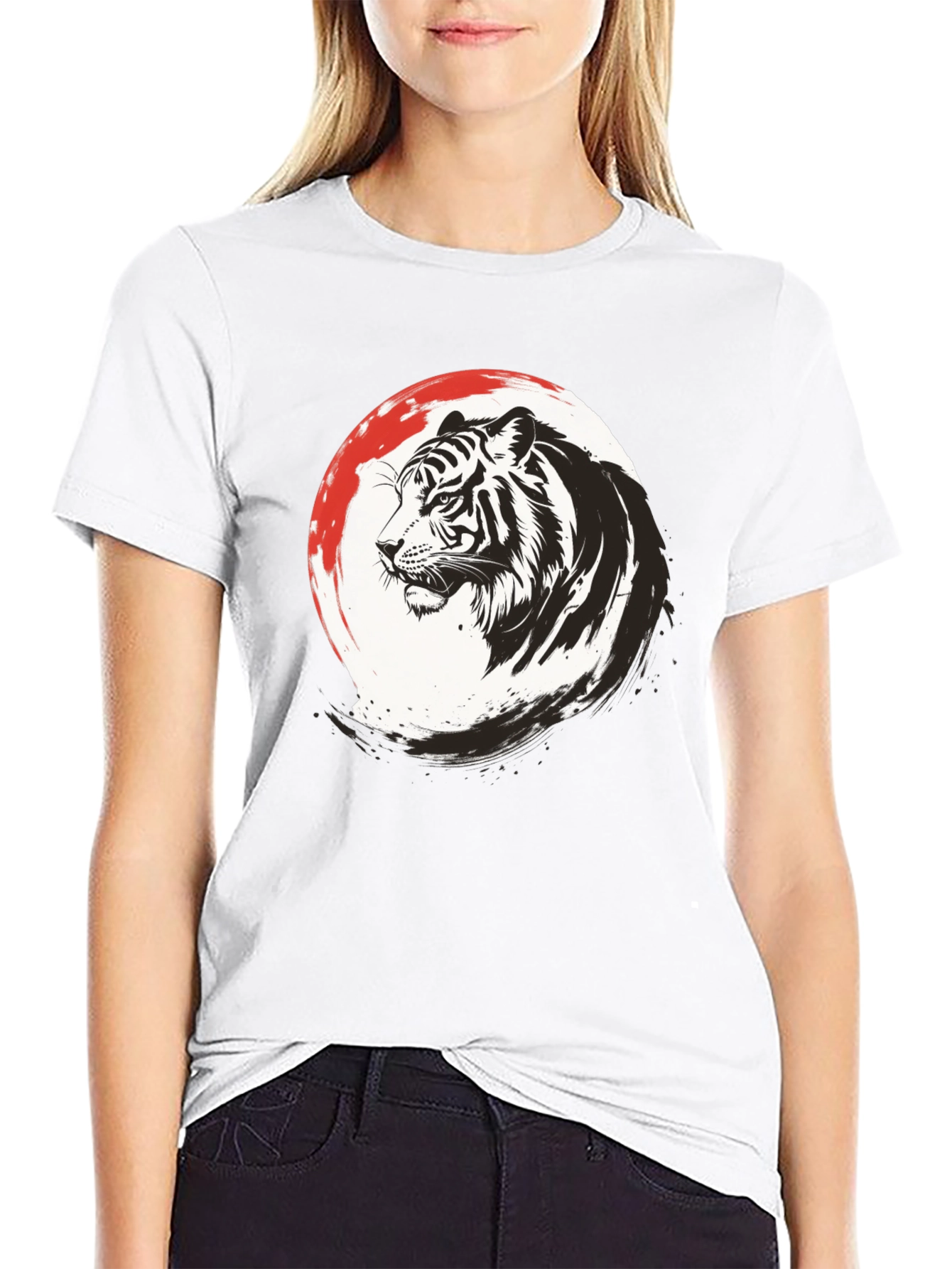 Tiger Graphic Print Mens Black T-Shirt