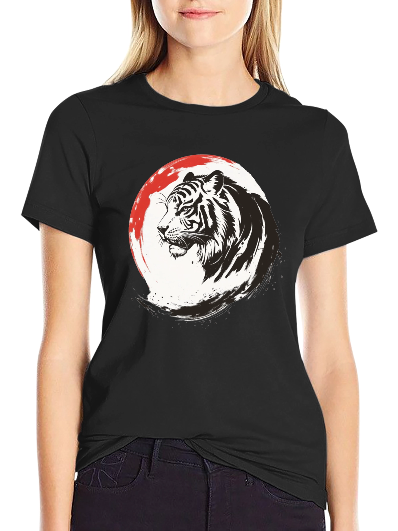 Tiger Graphic Print Mens Black T-Shirt