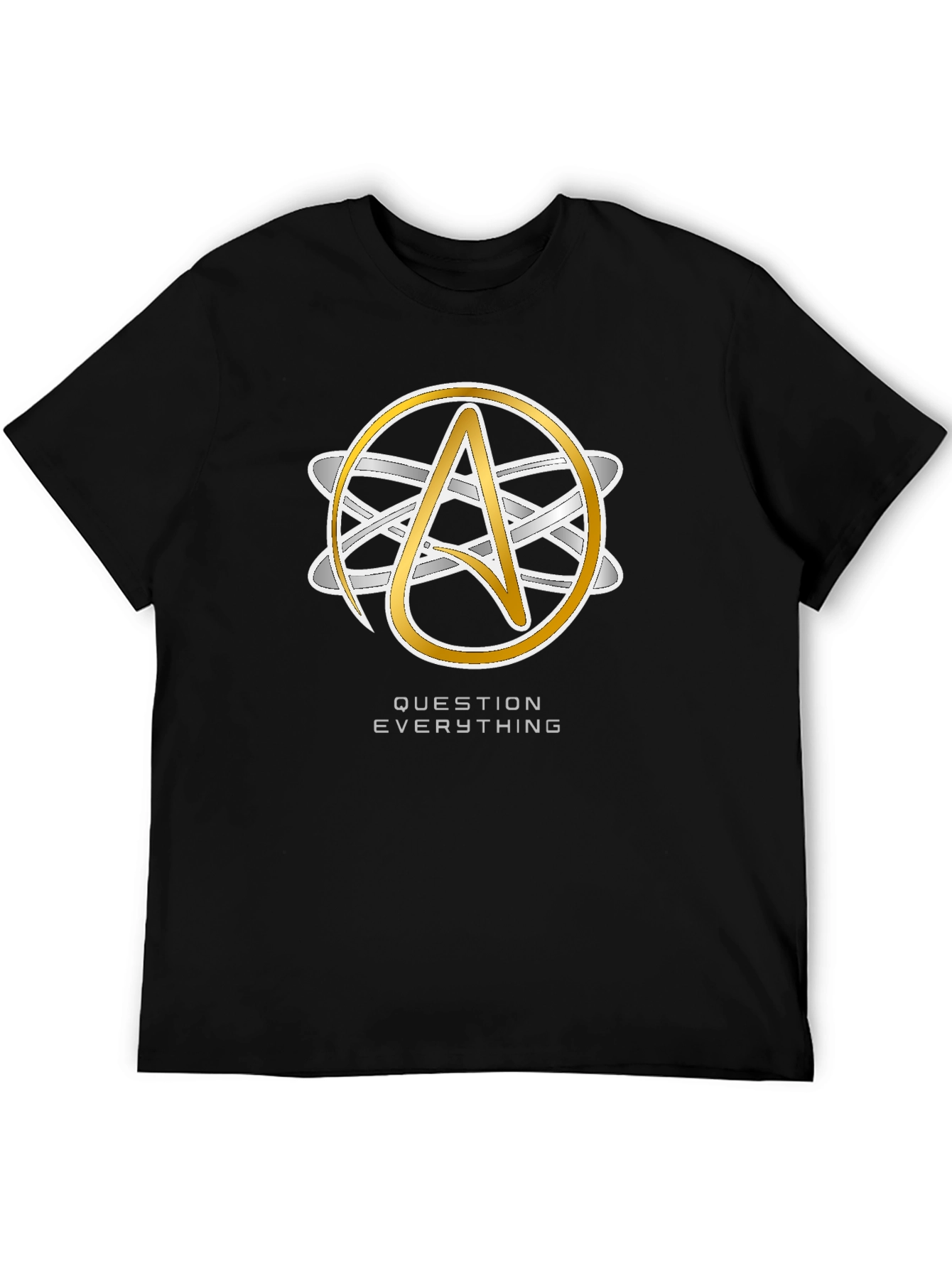 Atheist Symbol Black T-Shirt - Question Everything